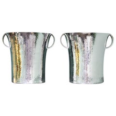 Pair of Art Deco Italia Silver Wine Coolers by Paolo Scavia, 1950s
