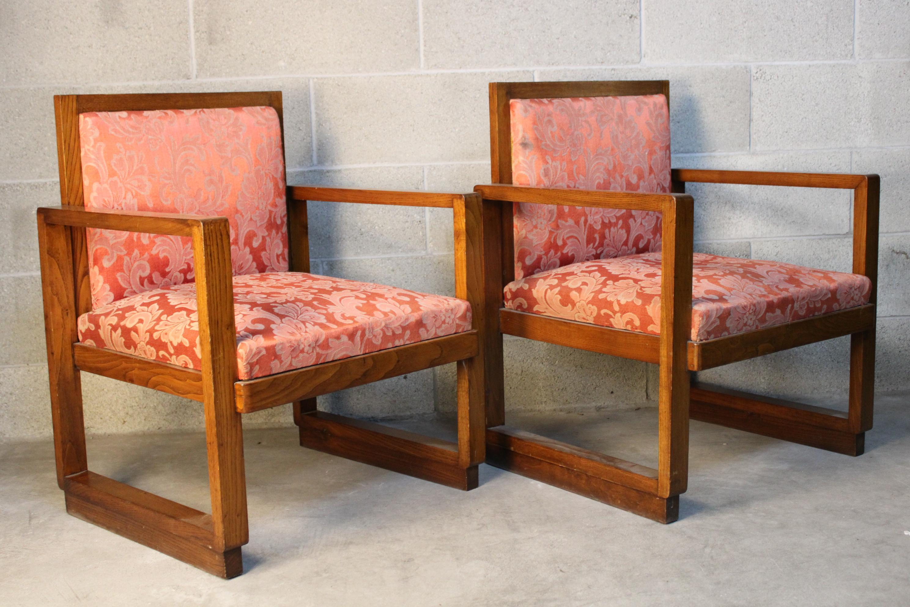 Pair of Art Deco Italian Armchairs circa 1930 Italy, art deco armchairs 8