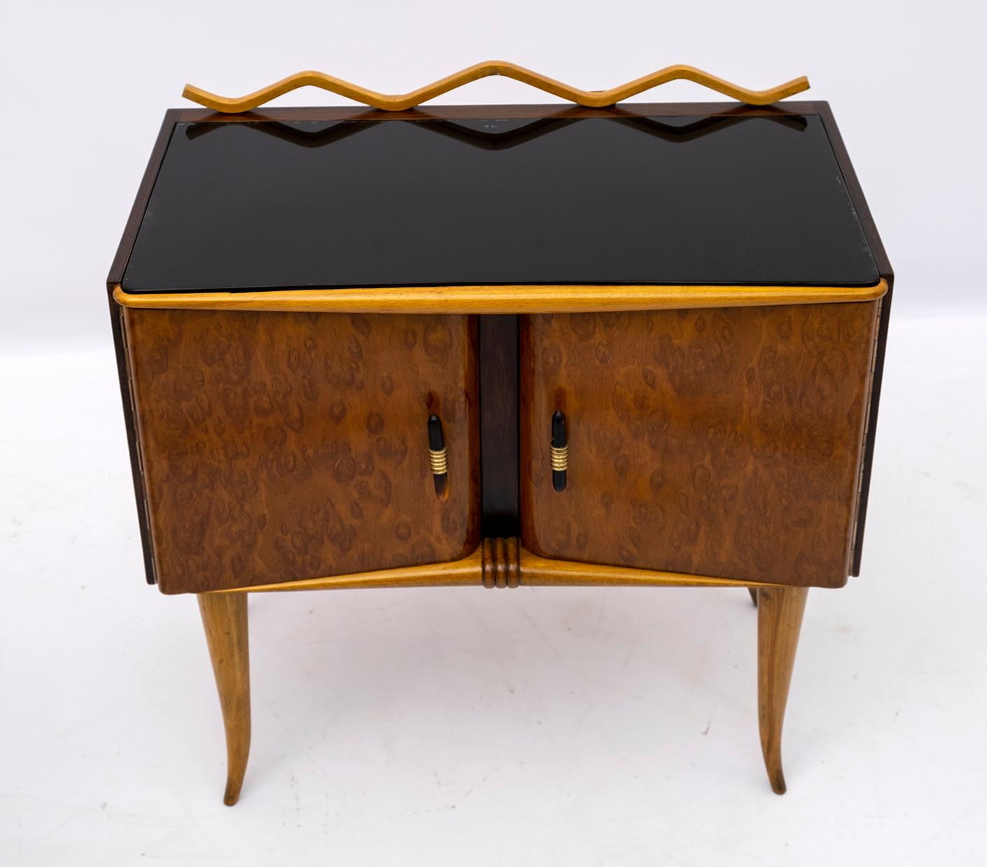 Pair of Art Deco Italian Ash Briar and Walnut Bedside Tables, 1920s 5
