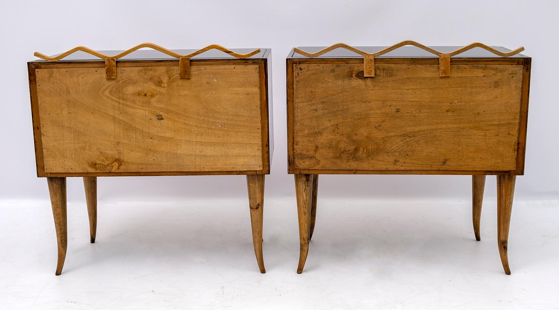 Pair of Art Deco Italian Ash Briar and Walnut Bedside Tables, 1920s 7