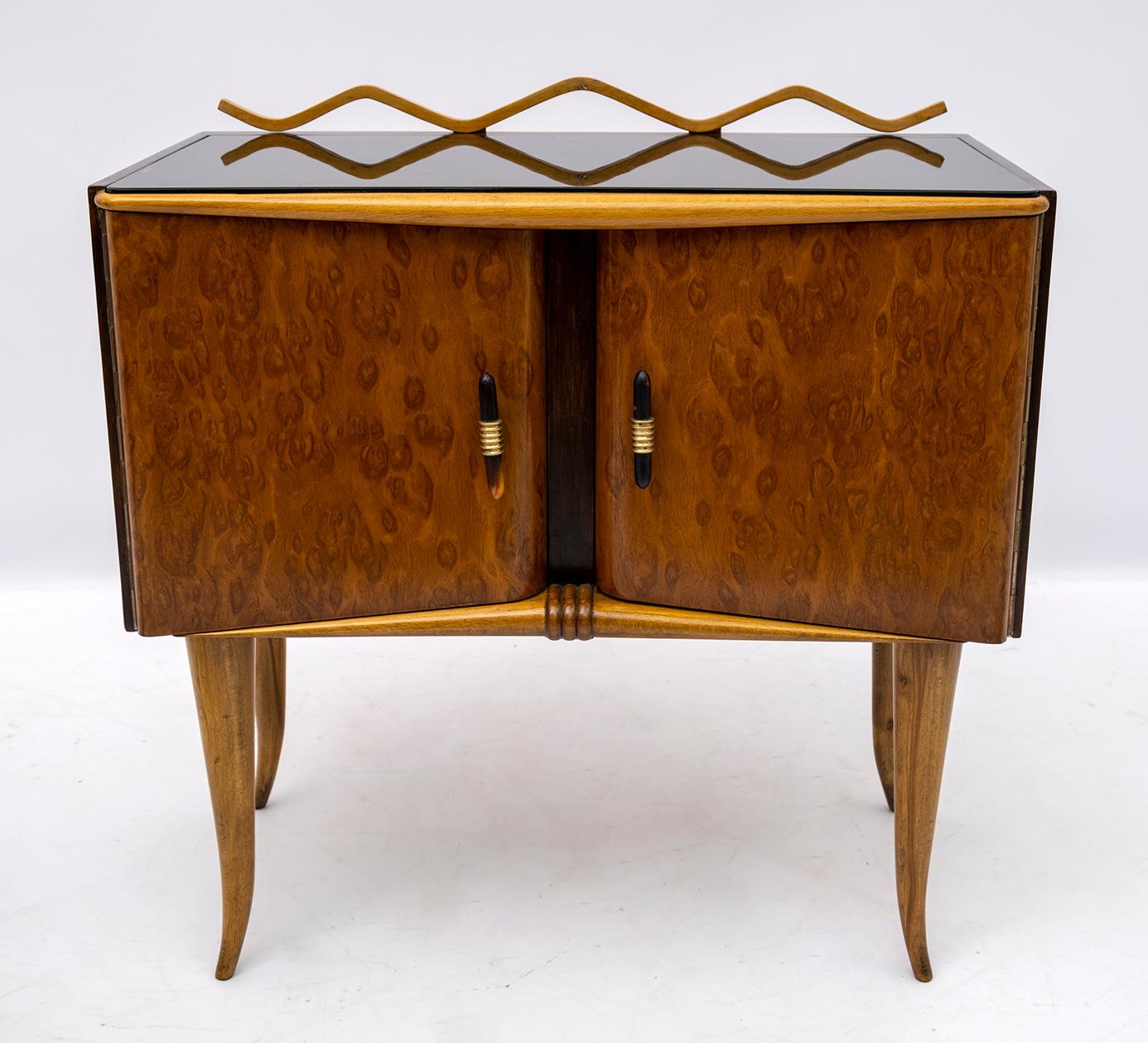 Pair of Art Deco Italian Ash Briar and Walnut Bedside Tables, 1920s 4