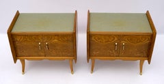 Pair of Art Deco Italian Bedside Tables White Ash Briar, 1920s