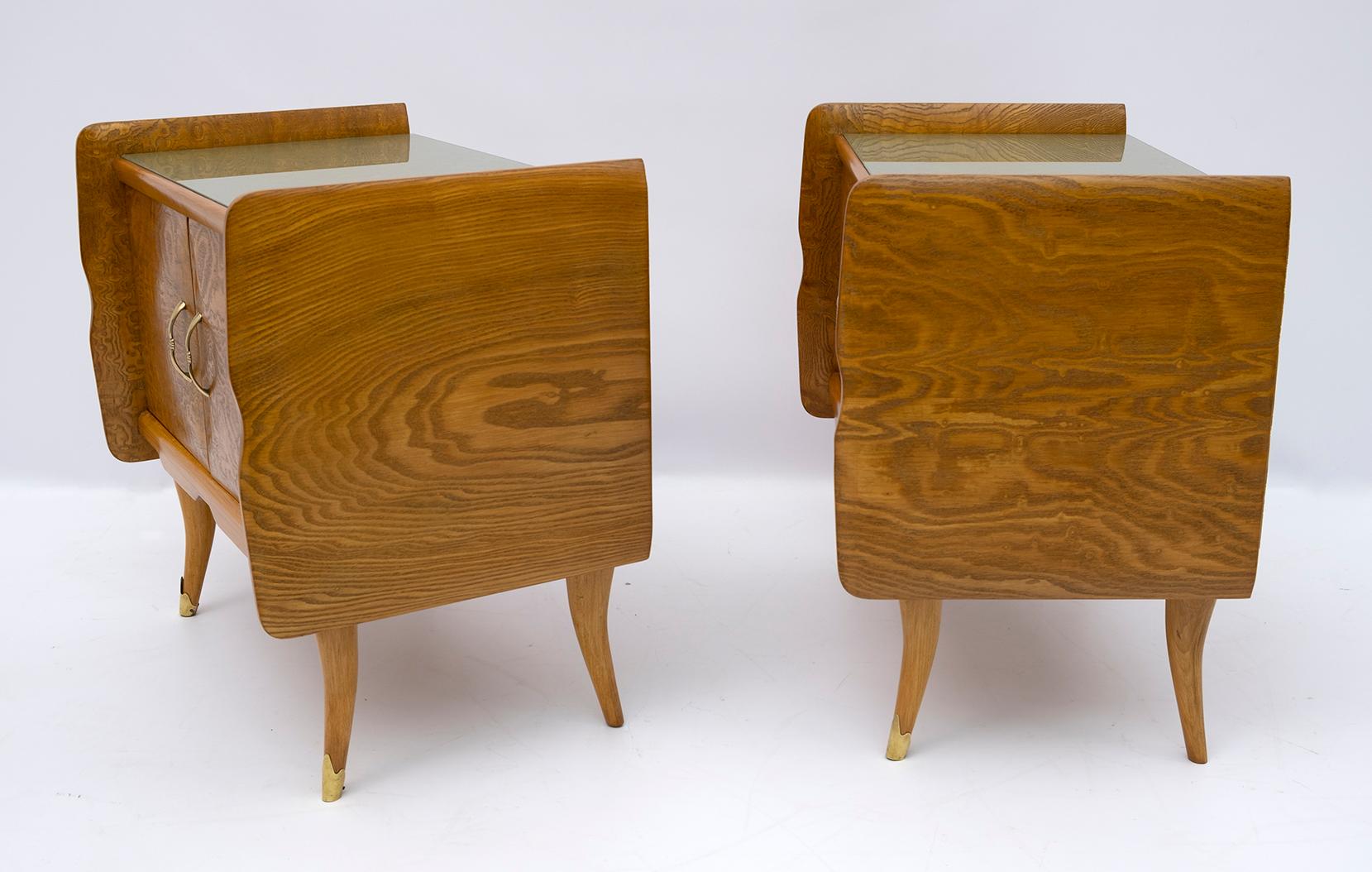 Pair of Art Deco Italian Bedside Tables White Ash Briar, 1920s For Sale 1