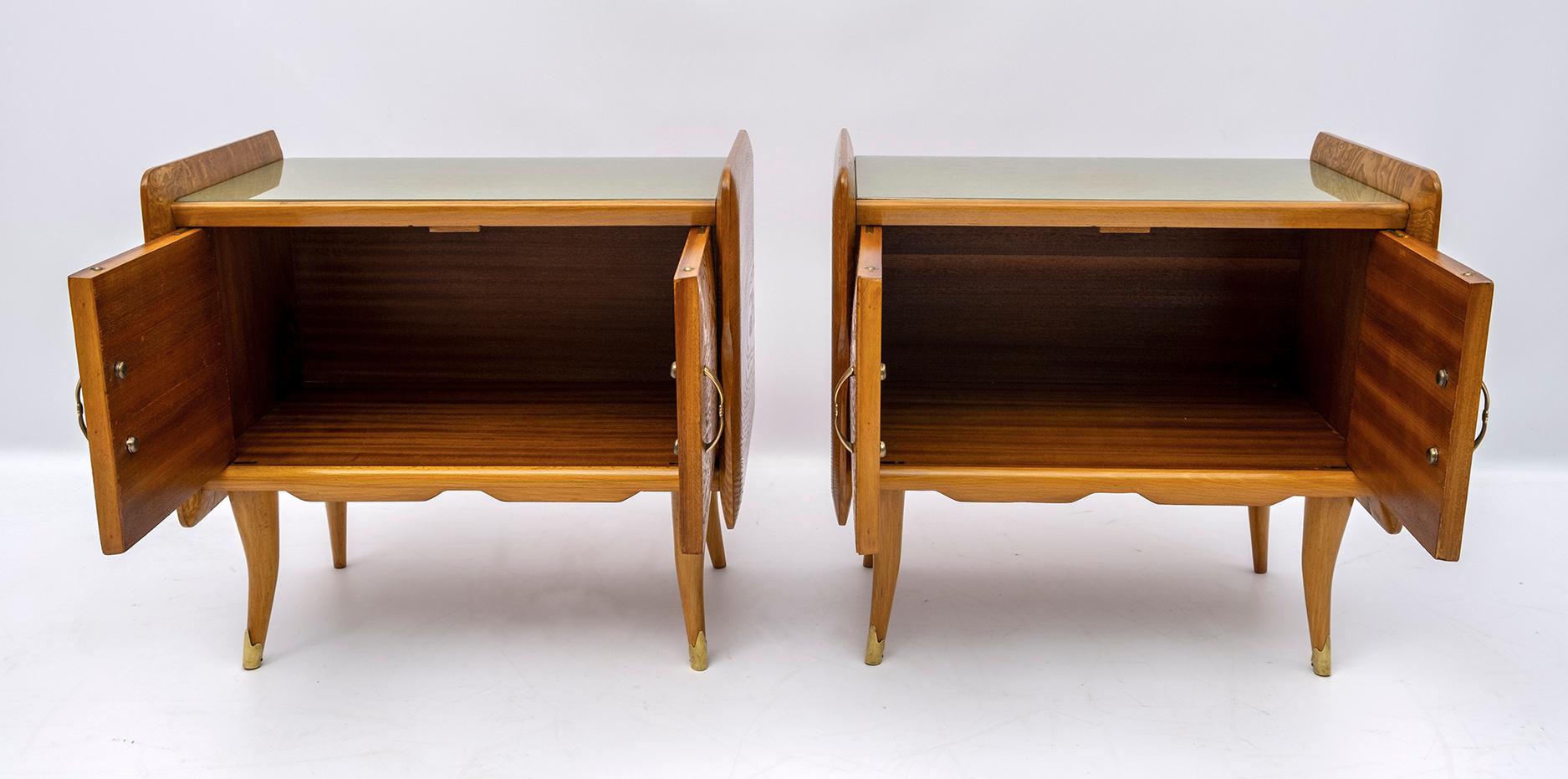 Pair of Art Deco Italian Bedside Tables White Ash Briar, 1920s For Sale 2