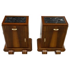 Pair of Art Deco Italian Walnut and Maple Night Stands, 1920