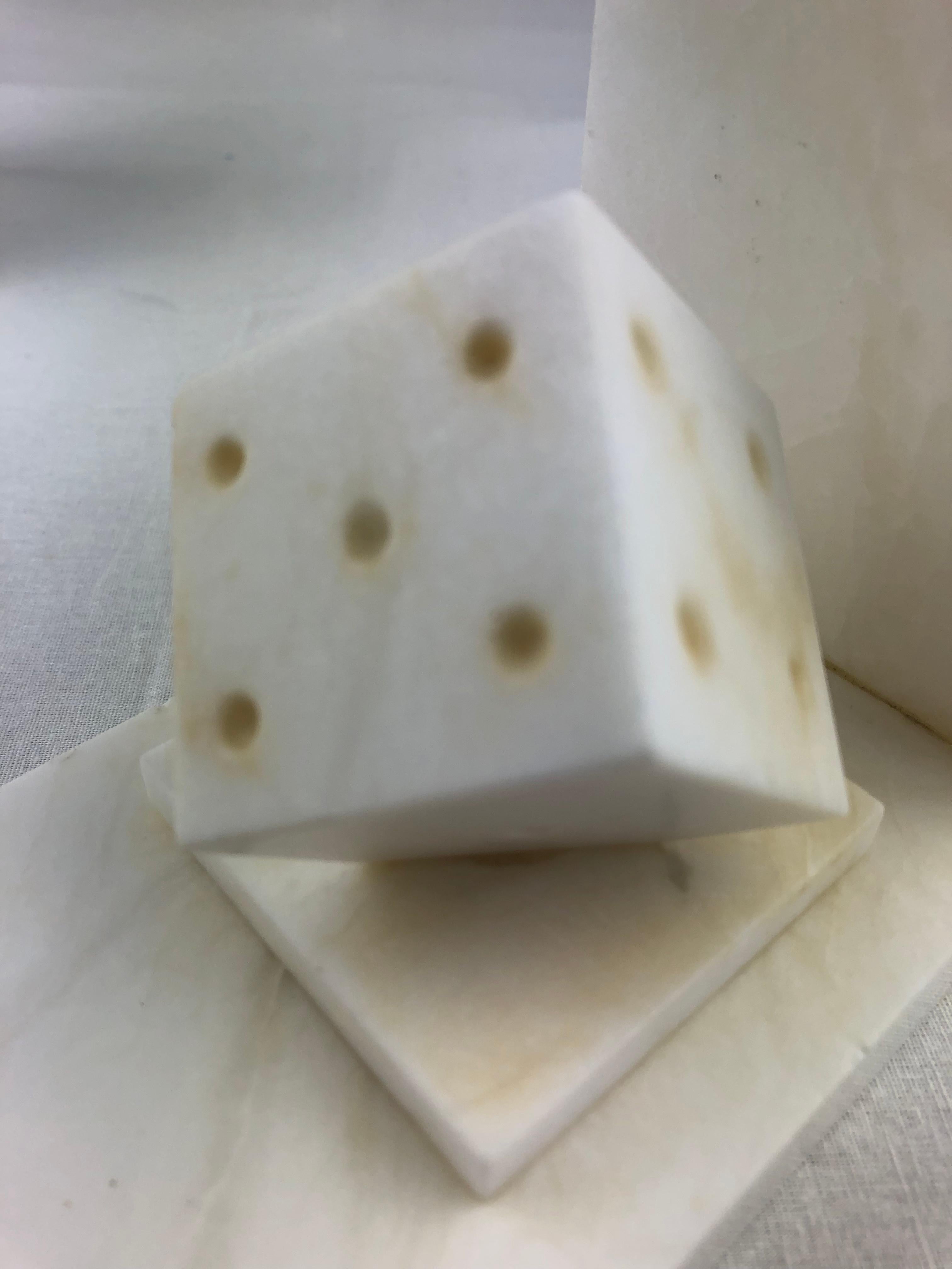 Hand-Crafted Pair of Art Deco Italian White Marble Bookends