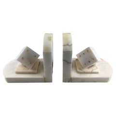 Pair of Art Deco Italian White Marble Bookends