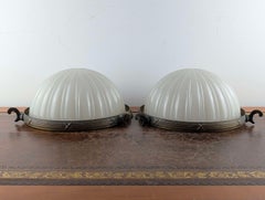 Pair of Art Deco Jefferson Moonstone Glass Ceiling Lamps