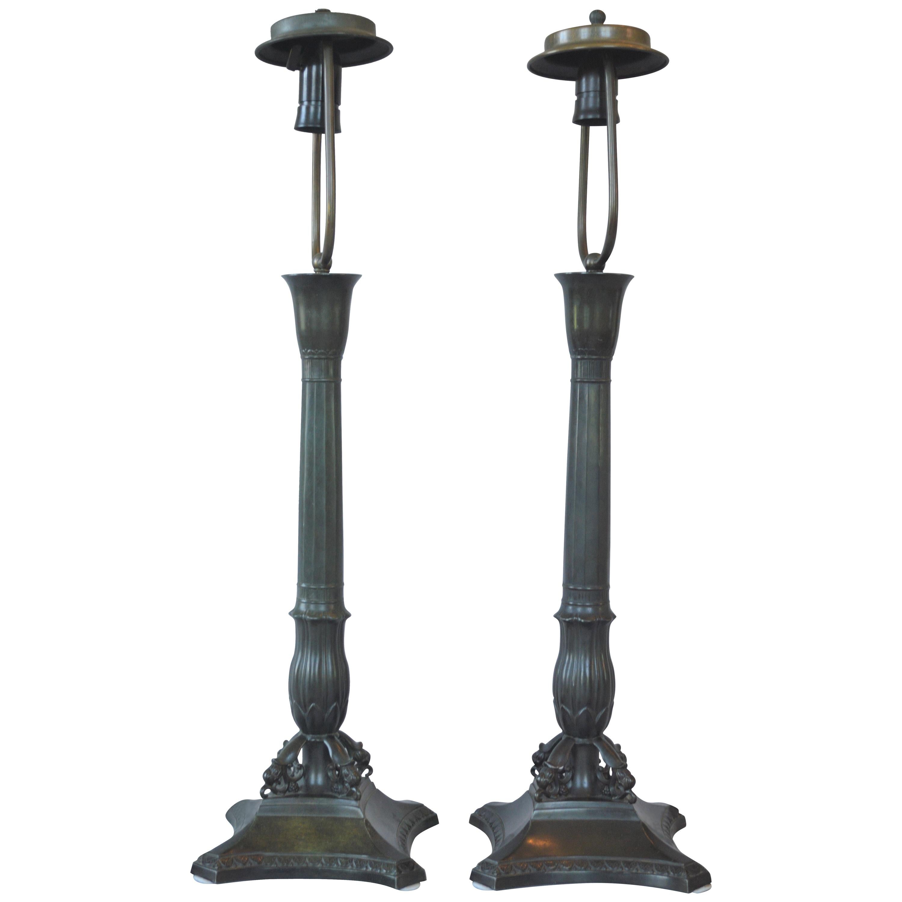 Pair of Art Deco Just Andersen Table Lamps For Sale