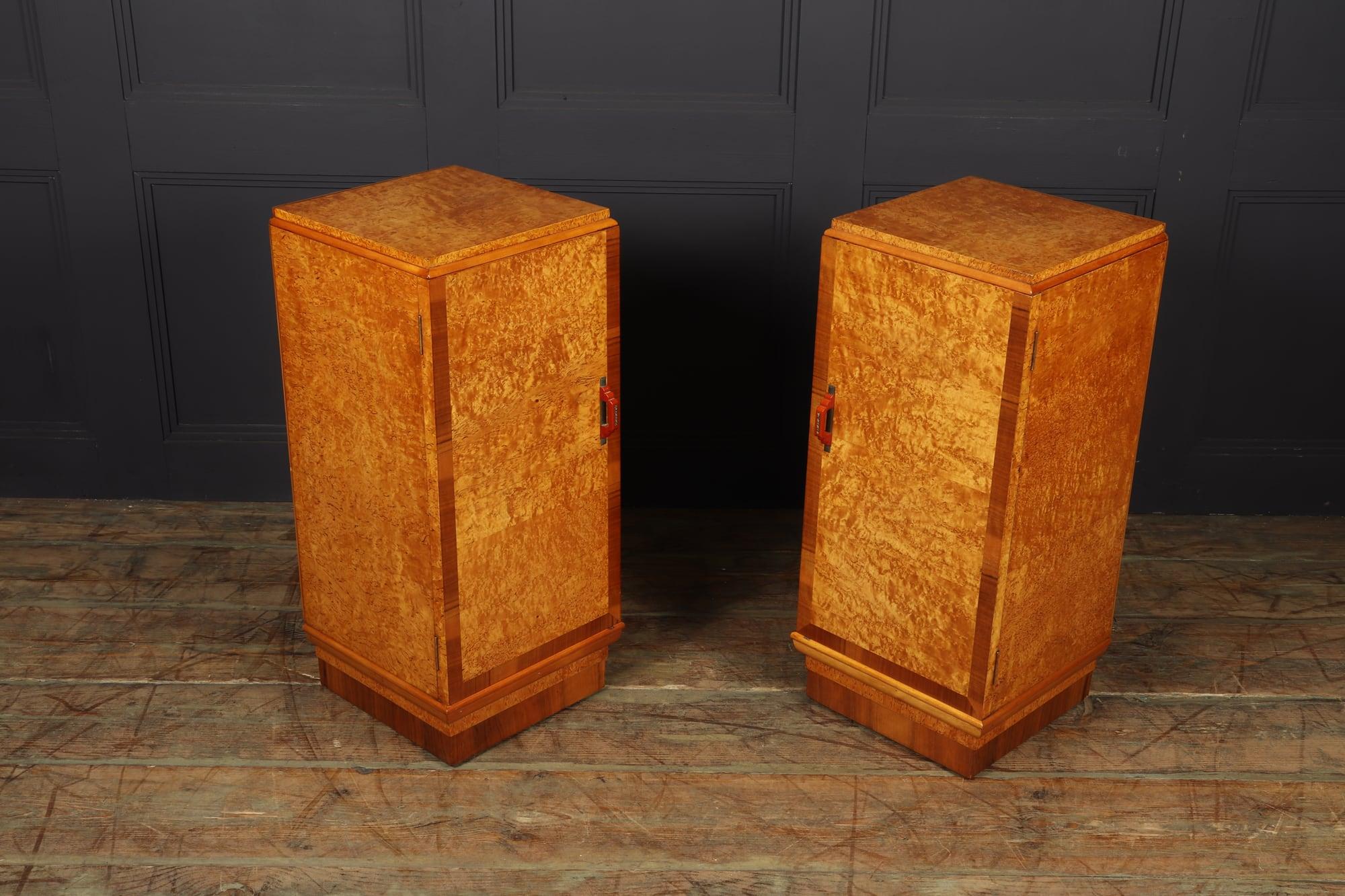 Pair of Art Deco Karelian Birch Bedside Cabinets 7