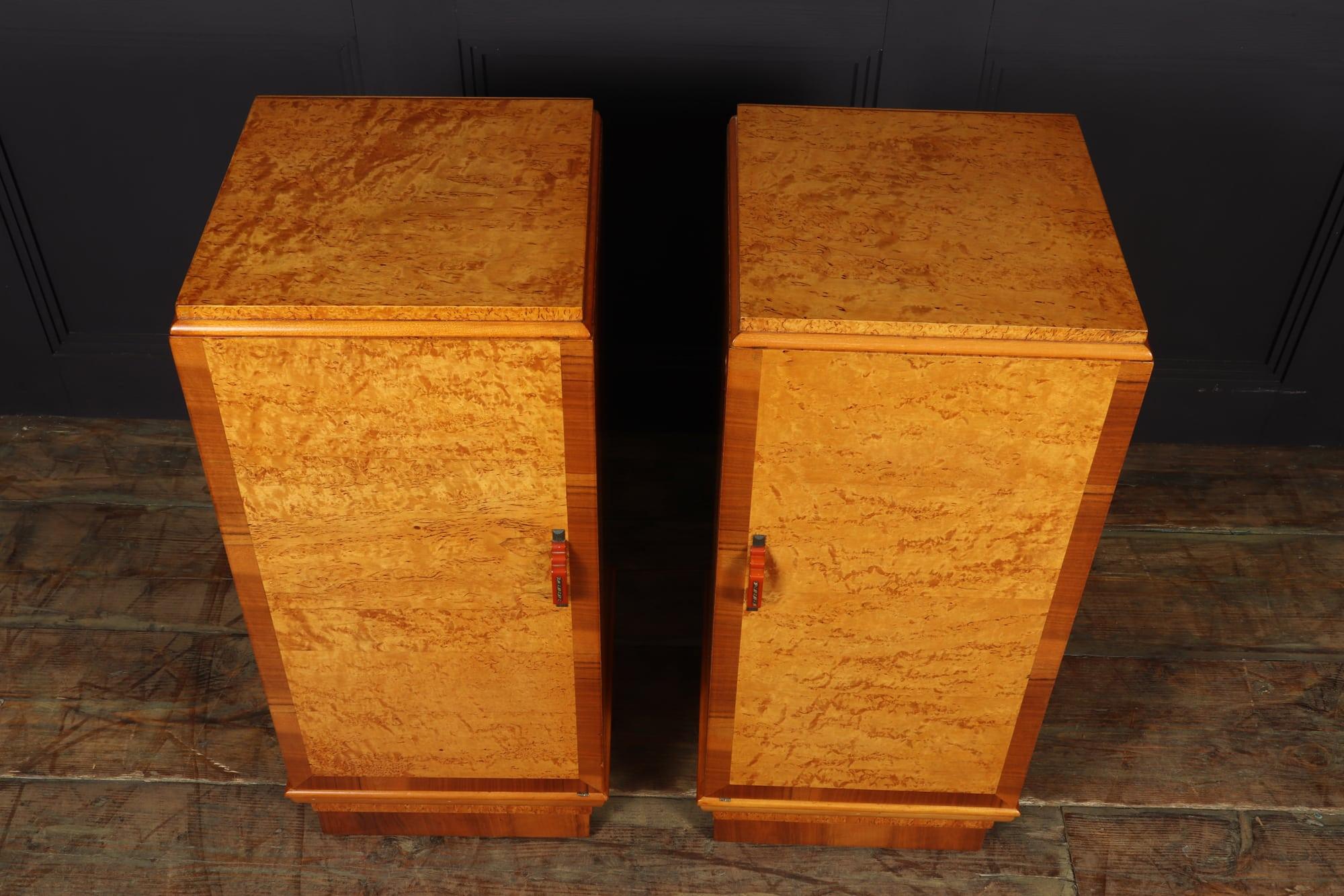 Pair of Art Deco Karelian Birch Bedside Cabinets 1