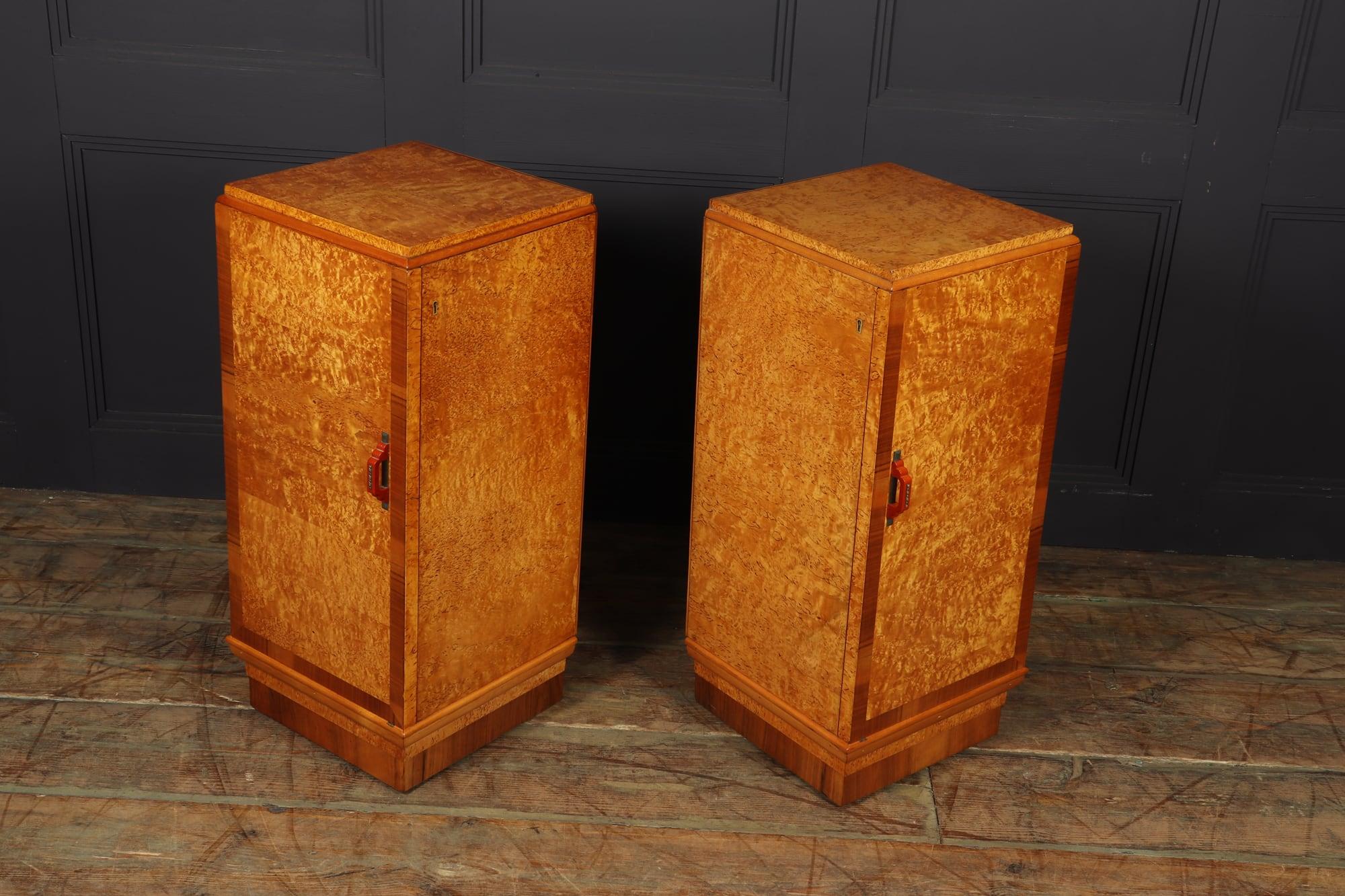 Pair of Art Deco Karelian Birch Bedside Cabinets 4