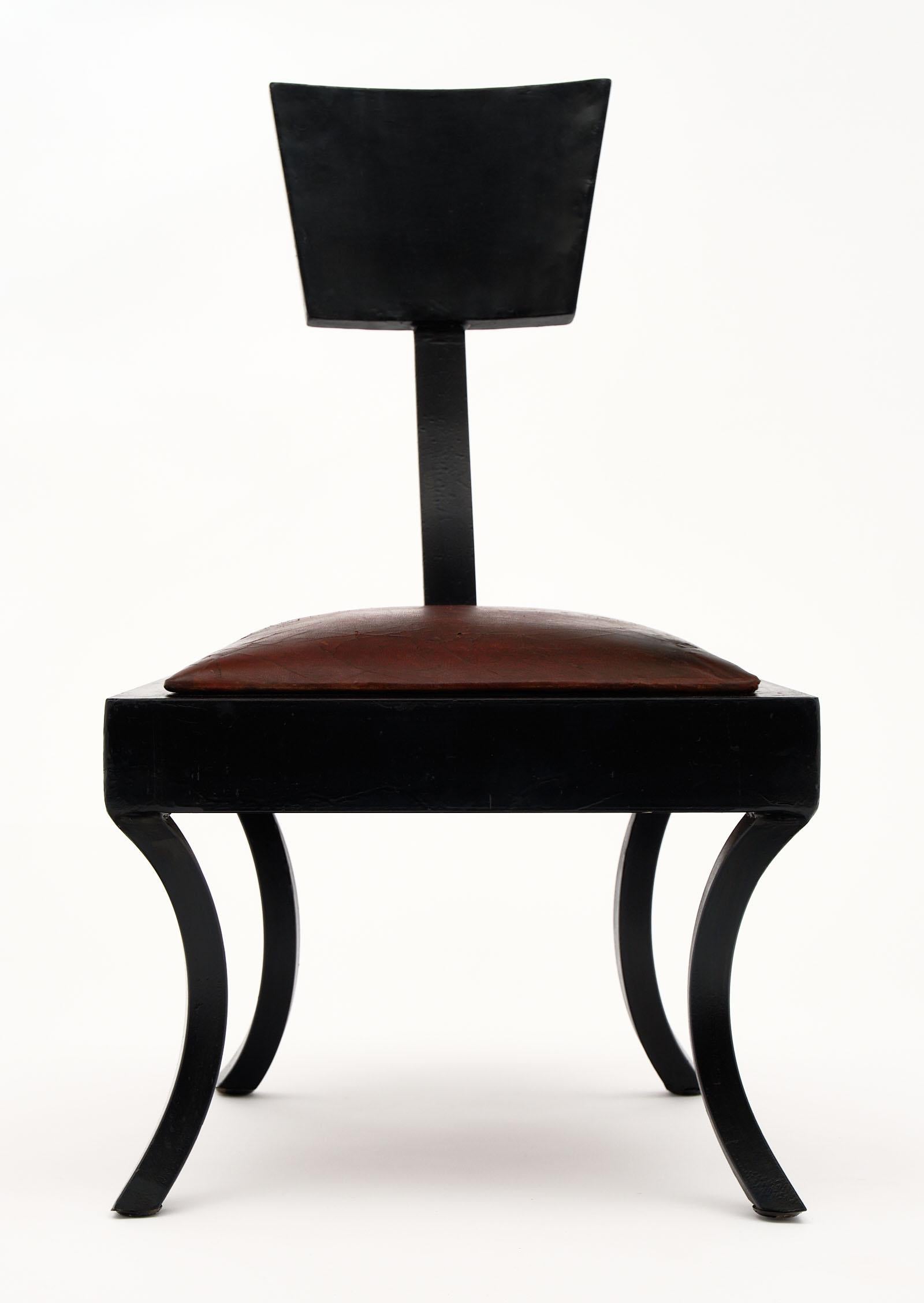 Steel Pair of Art Deco Klismos Low Chairs