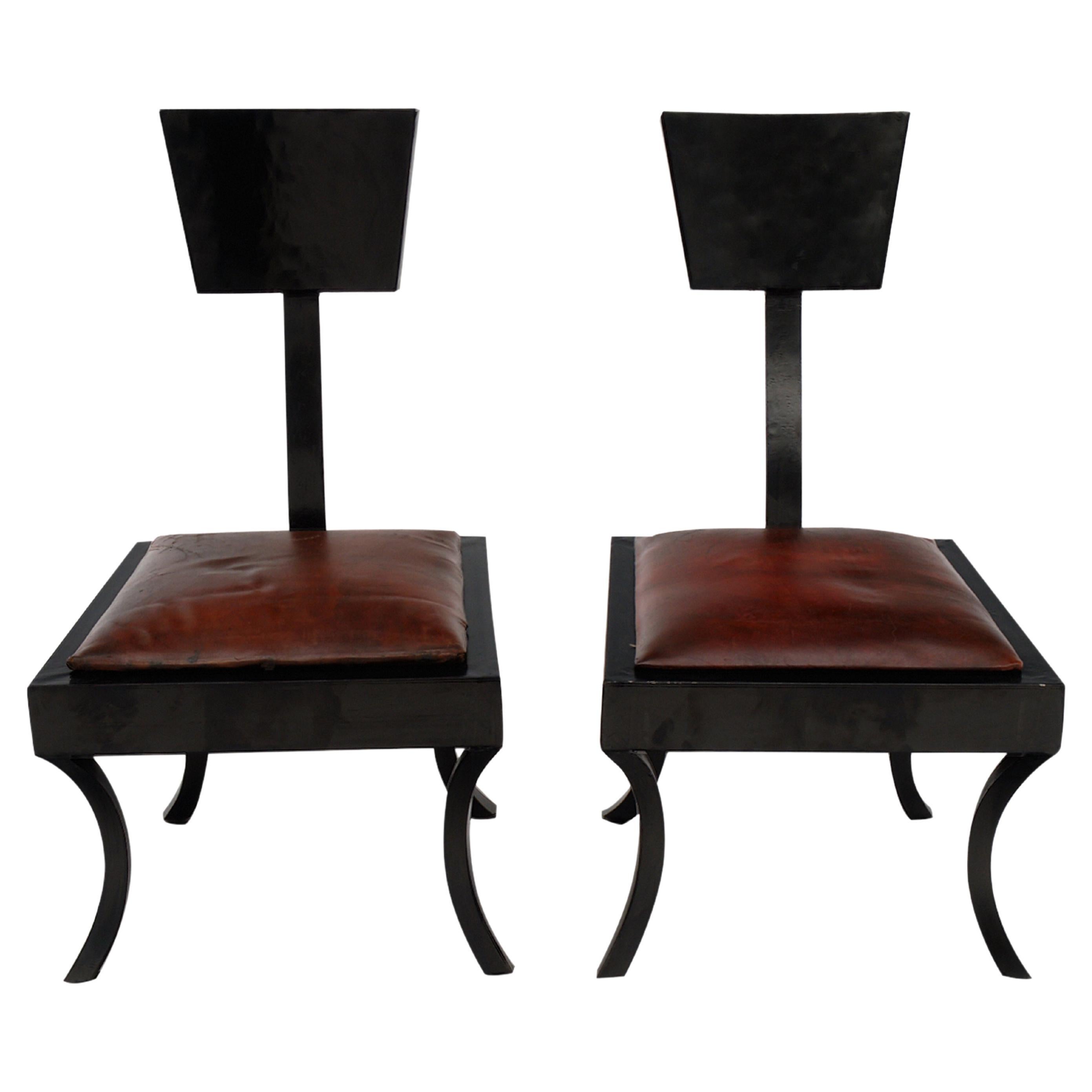 Pair of Art Deco Klismos Low Chairs