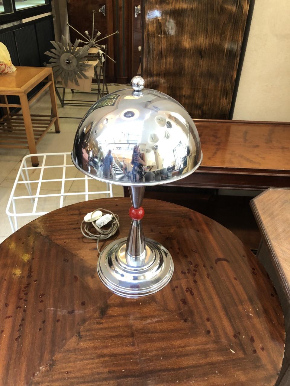 Early 20th Century Pair of Art Deco Lamp in Chrome, France, 1920 For Sale