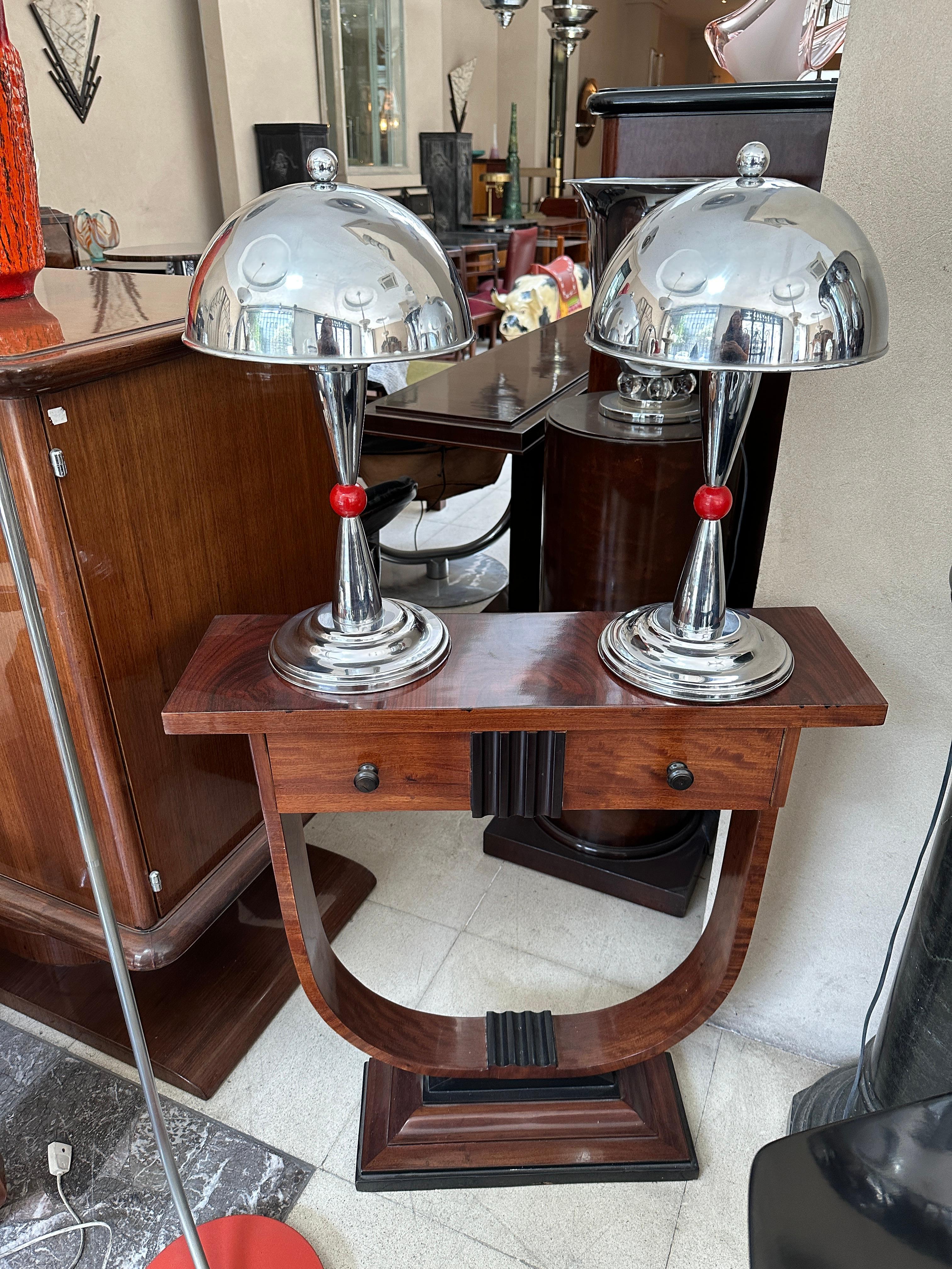 Pair of Art Deco Lamp in Chrome, France, 1920 For Sale 4