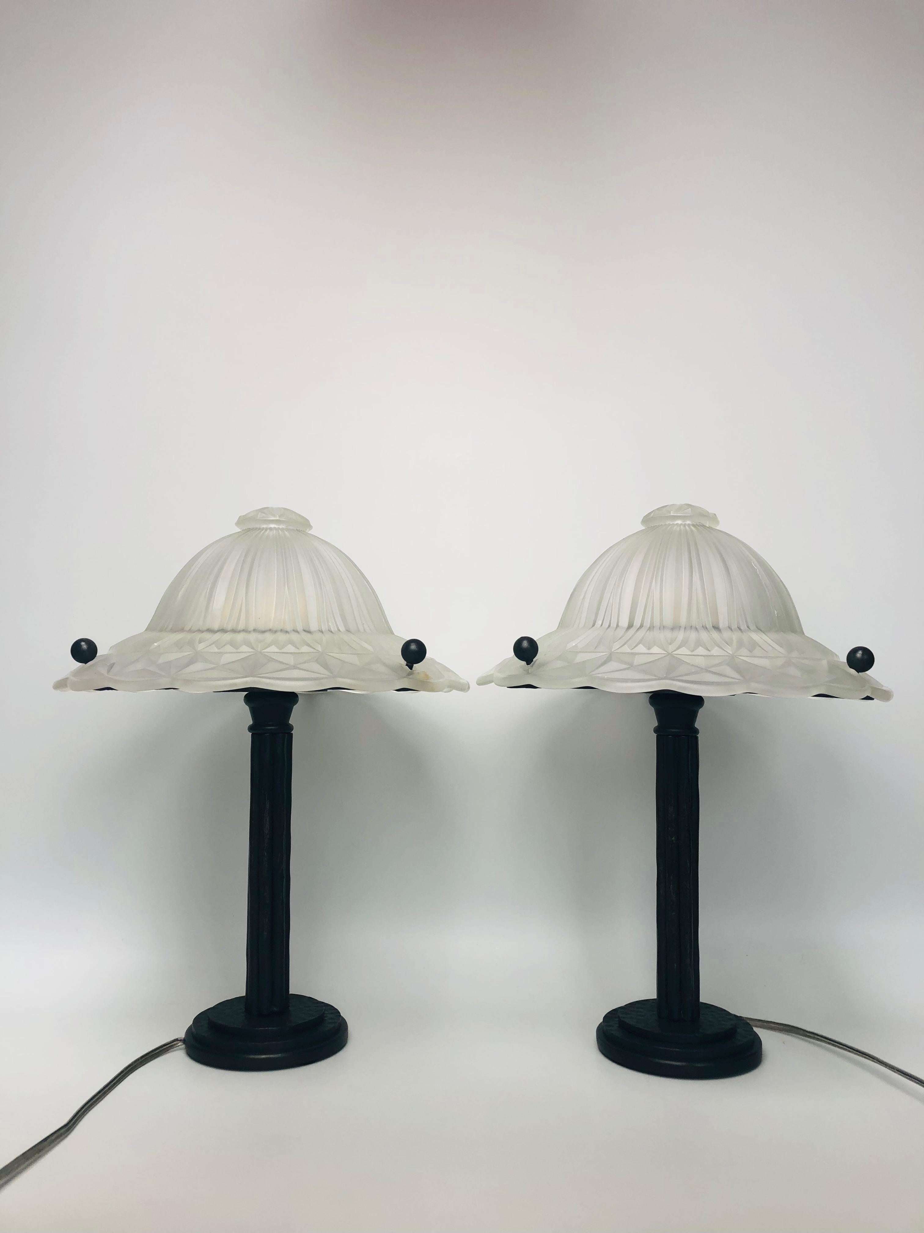 Pair of Art Deco Lamps attributed to Georges Leleu For Sale 1