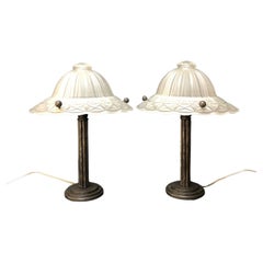 Vintage Pair of Art Deco Lamps attributed to Georges Leleu
