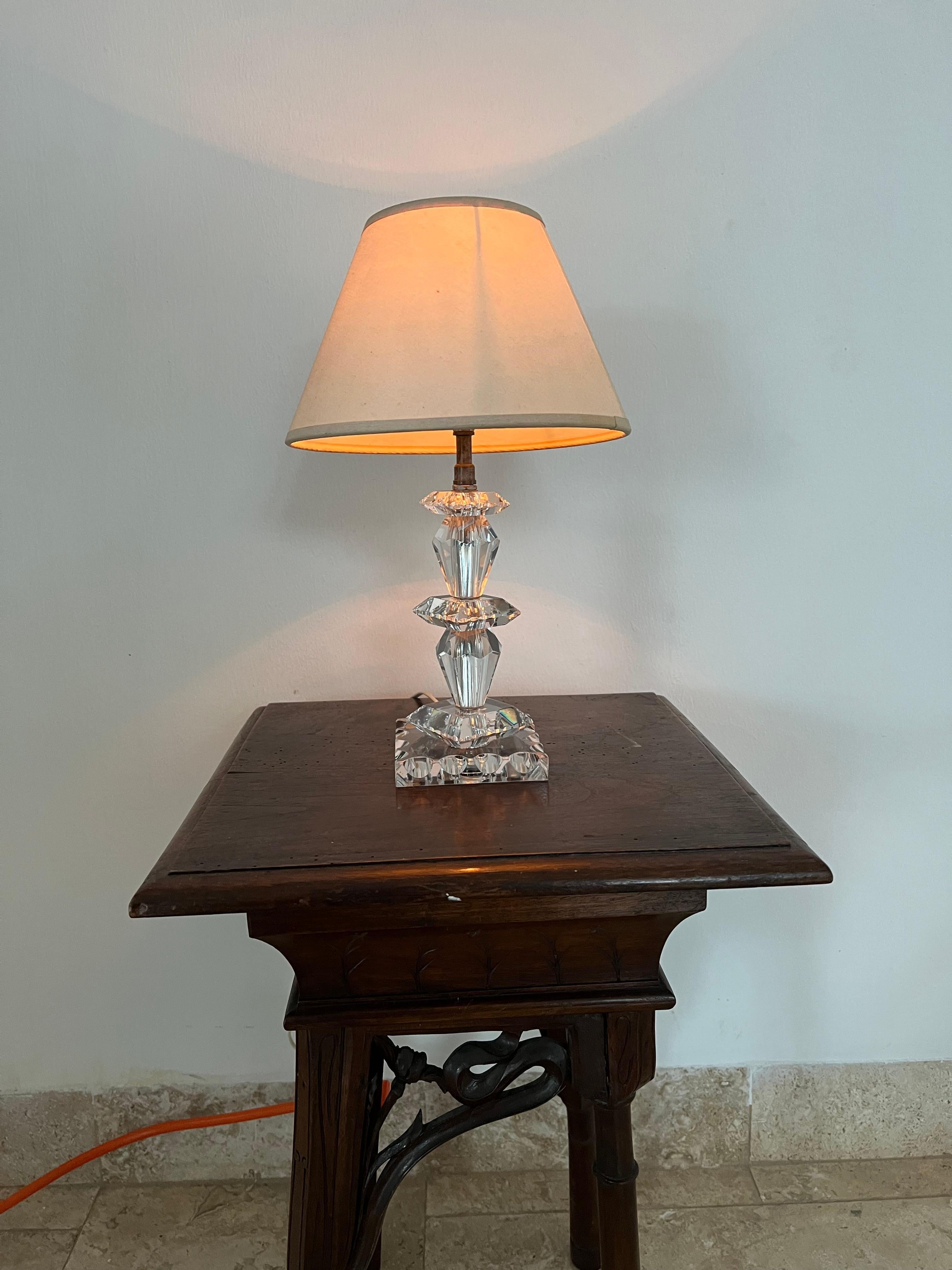 Pair of Art Deco Lamps by Baccarat, France circa 1940, Attr. to Jacques Adnet For Sale 7