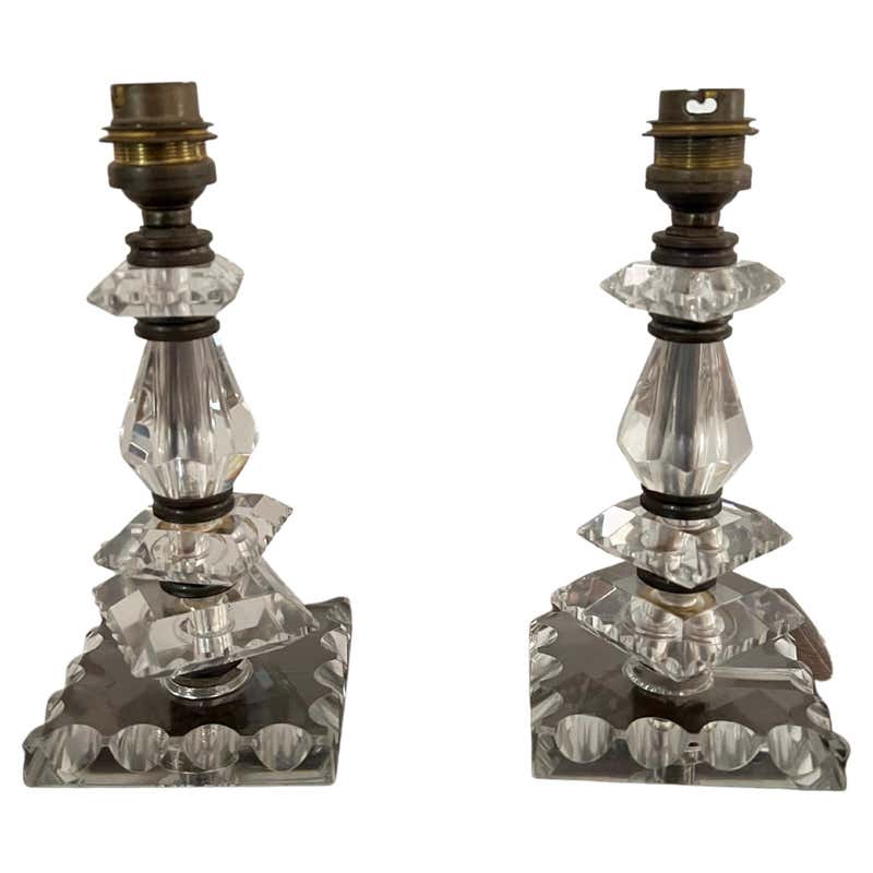 Baccarat Crystal Lamps by Jacques Adnet For Sale at 1stDibs