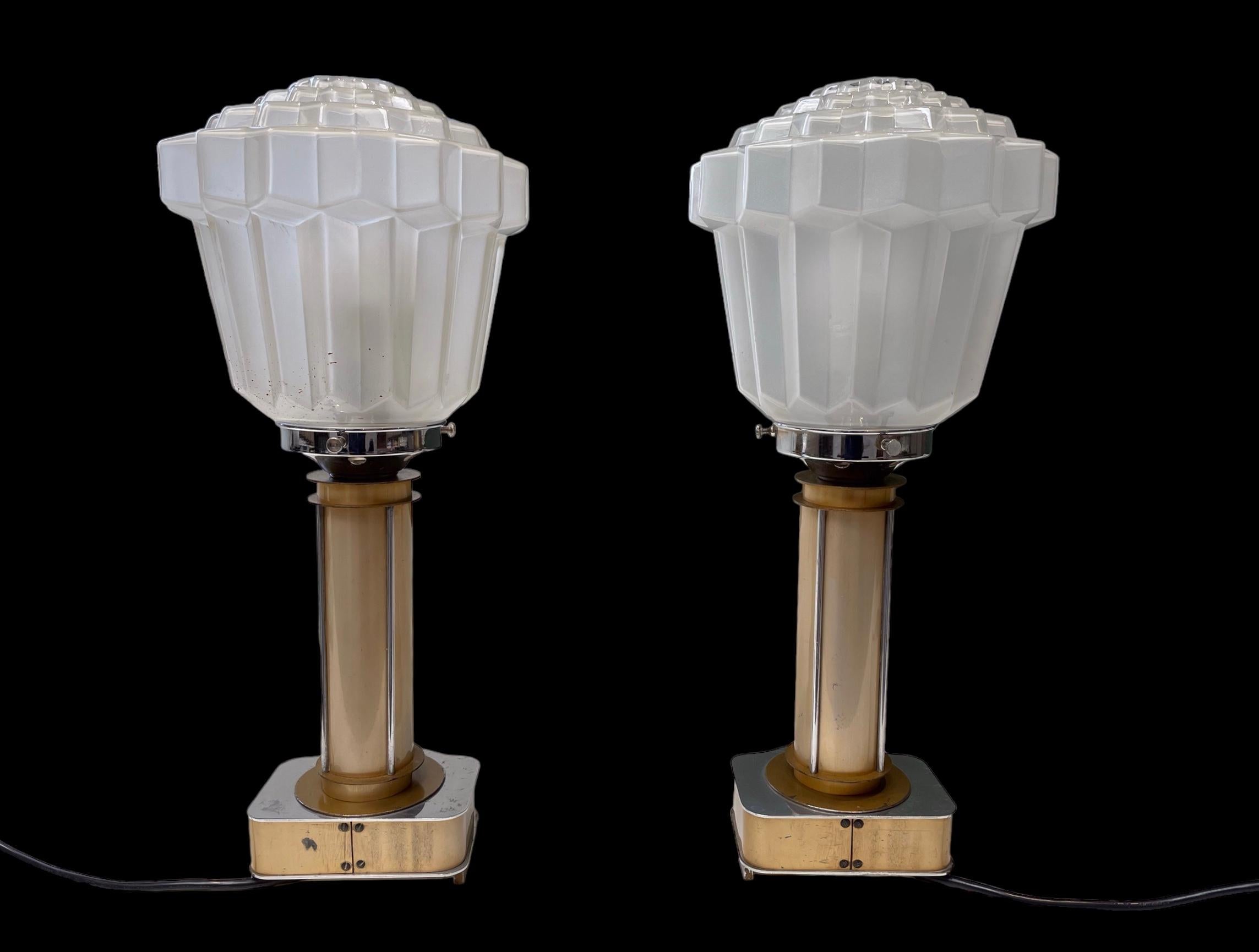 Mid-20th Century Pair of Art Deco Lamps