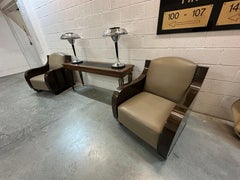 Pair of Art Deco Lamps in Walnut Wood and chrome, 1920, France