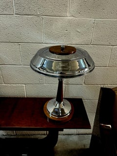 Pair of Art Deco Lamps in Walnut Wood and chrome, 1930, France
