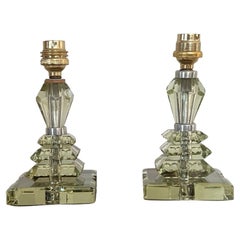 Pair of Art Deco Lamps ITSO Baccarat and Jacques Adnet, France circa 1940