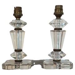 Pair of Art Deco Lamps ITSO Baccarat and Jacques Adnet, France circa 1940