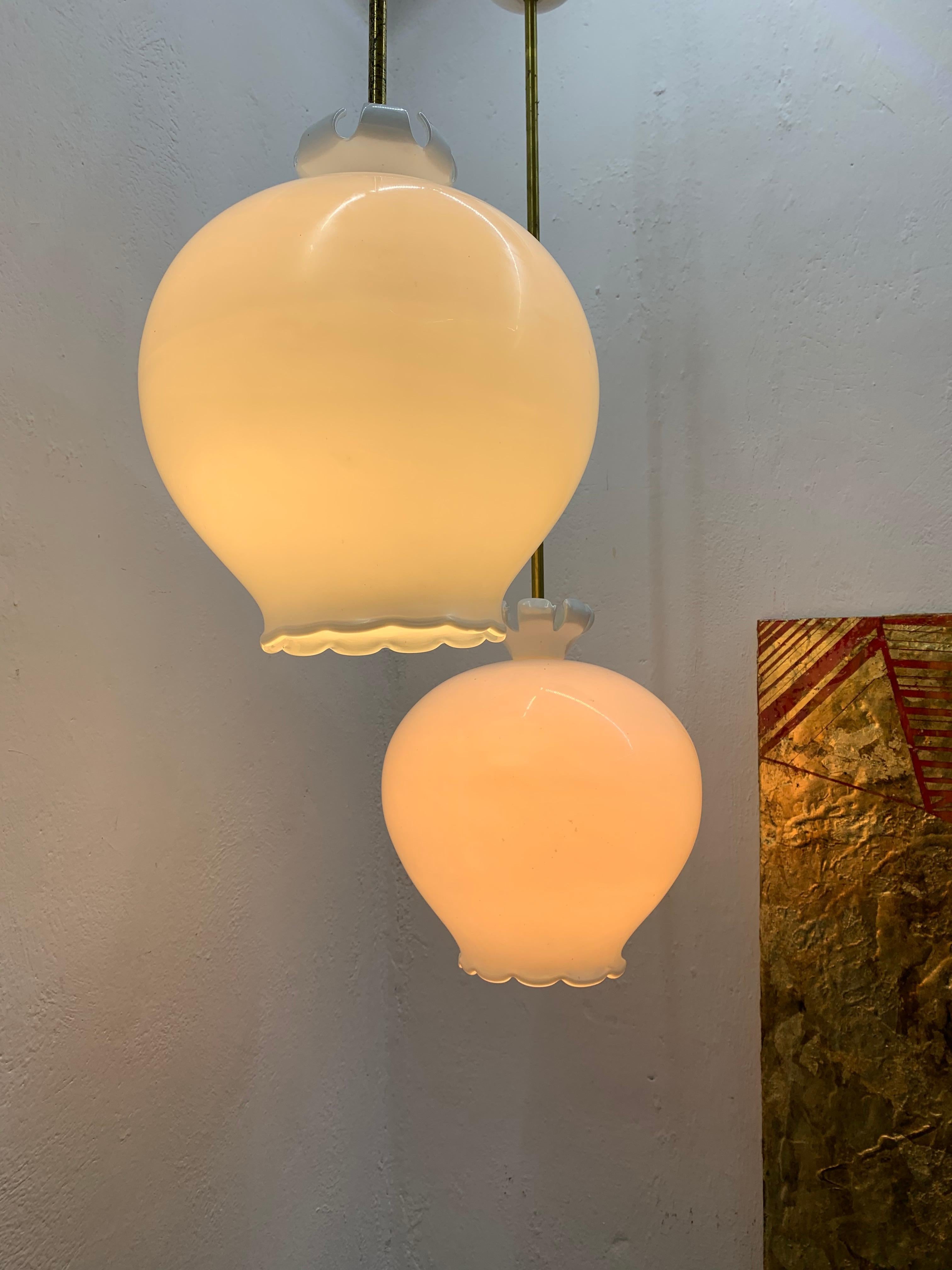 Hand-Crafted Mid Century Modern Lanterns by Seguso, in Murano Glass, Italy, circa 1940-50 For Sale