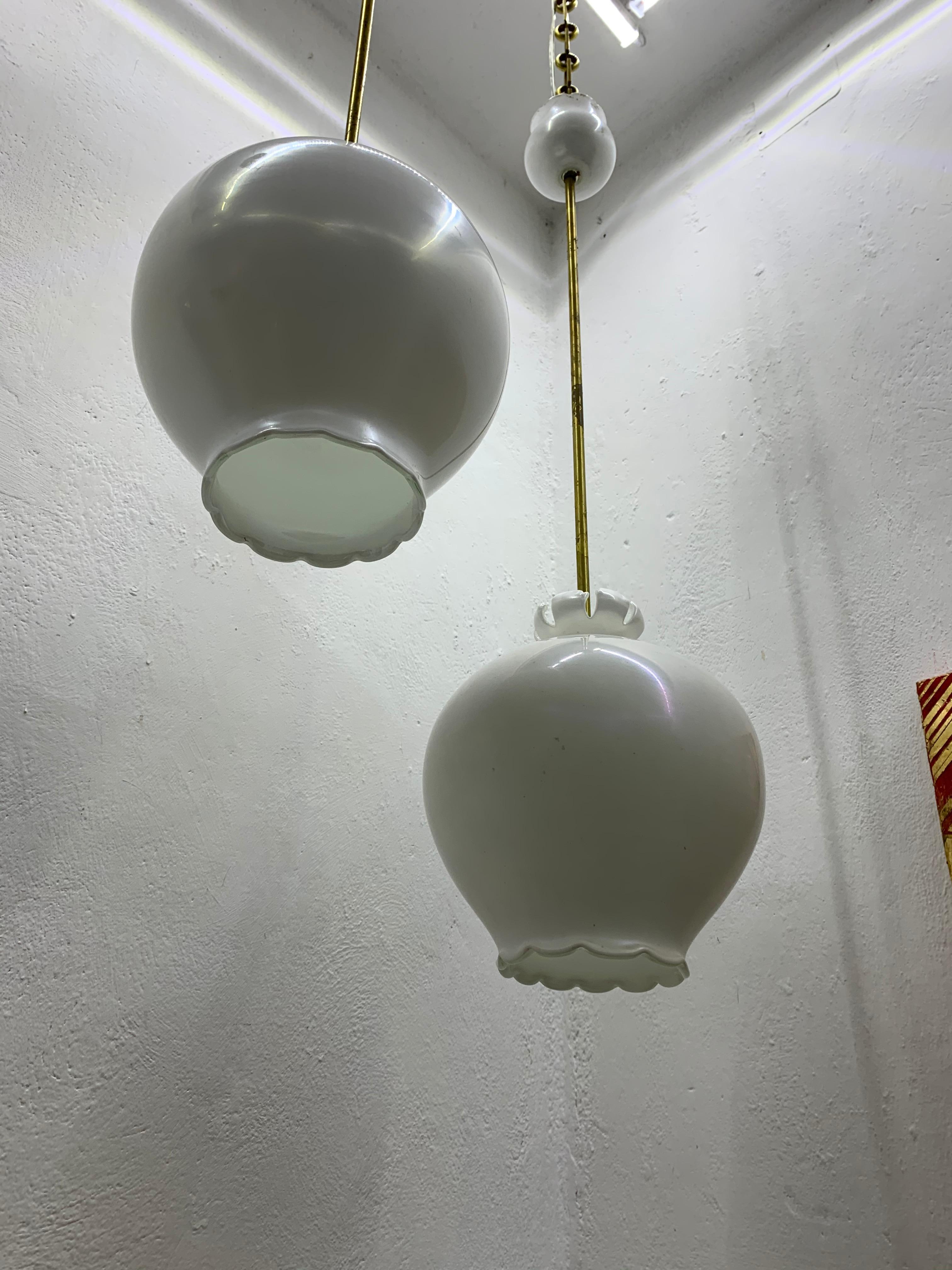 Mid-20th Century Mid Century Modern Lanterns by Seguso, in Murano Glass, Italy, circa 1940-50 For Sale