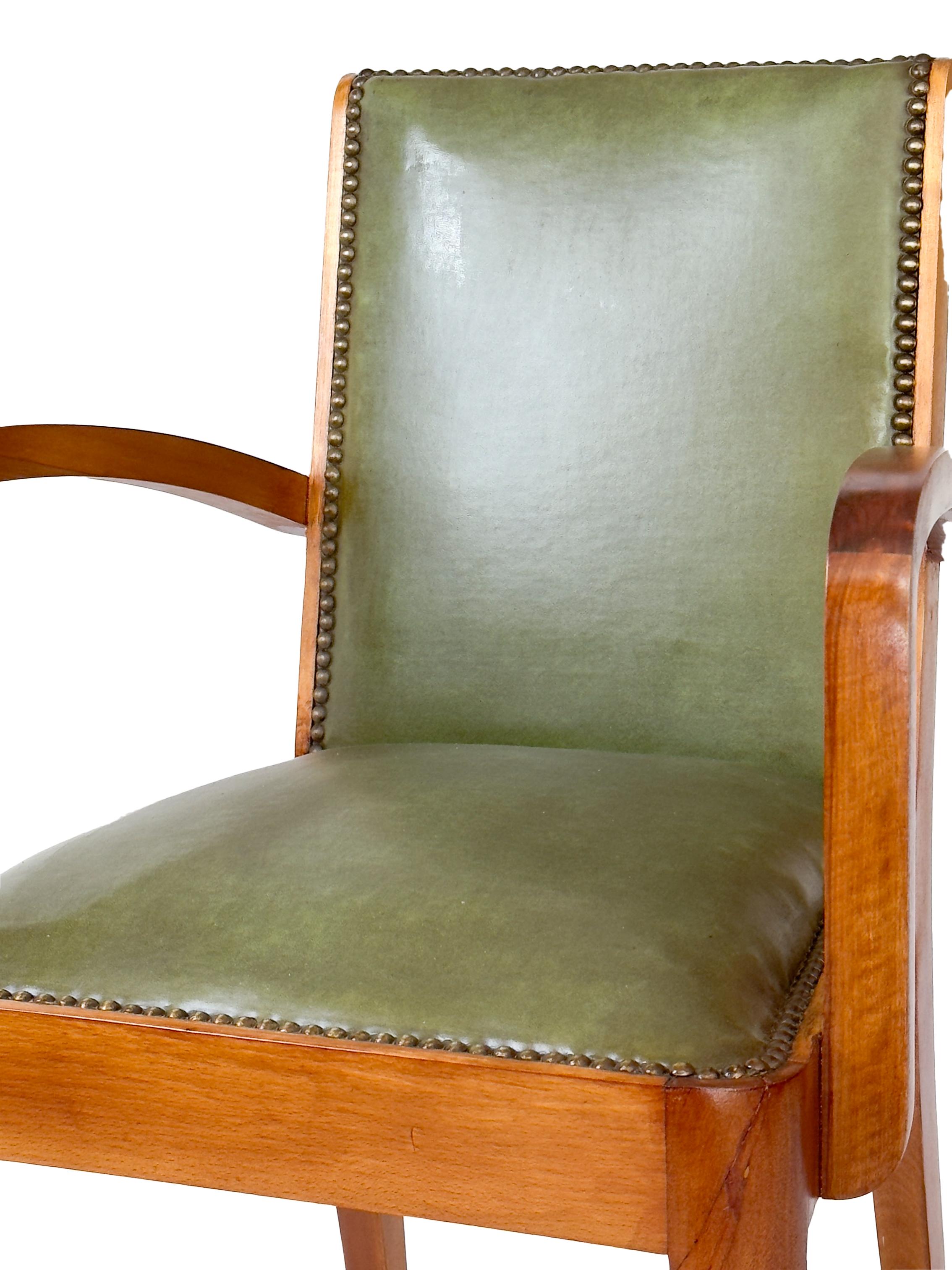 Pareja De Sillones De Cuero Art Decó, (Siglo XX) Francés en venta