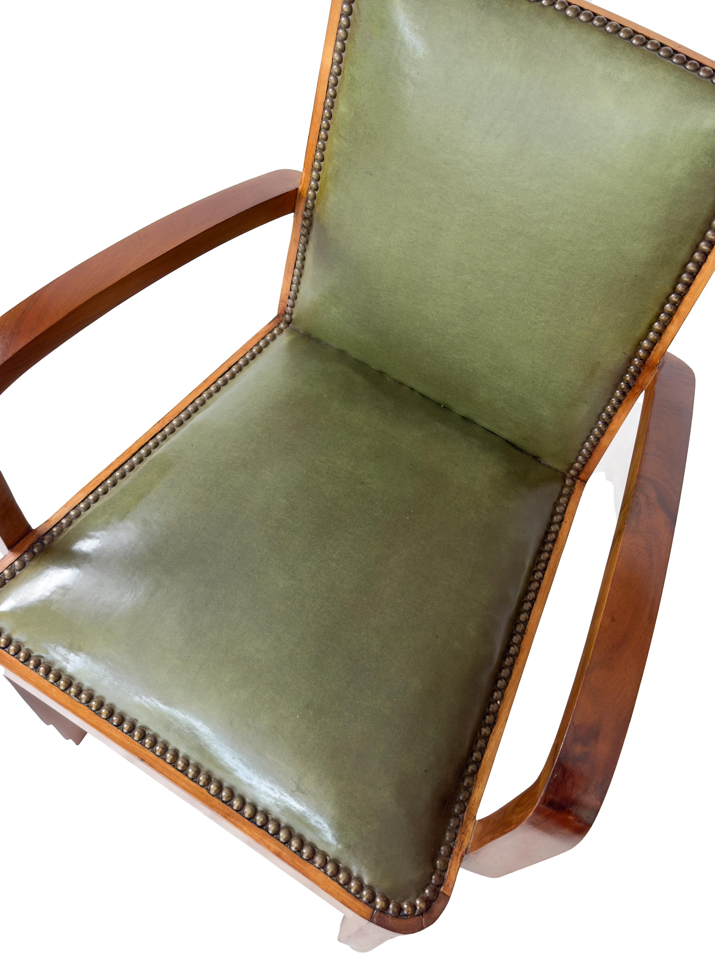 Pareja De Sillones De Cuero Art Decó, (Siglo XX) siglo XX en venta