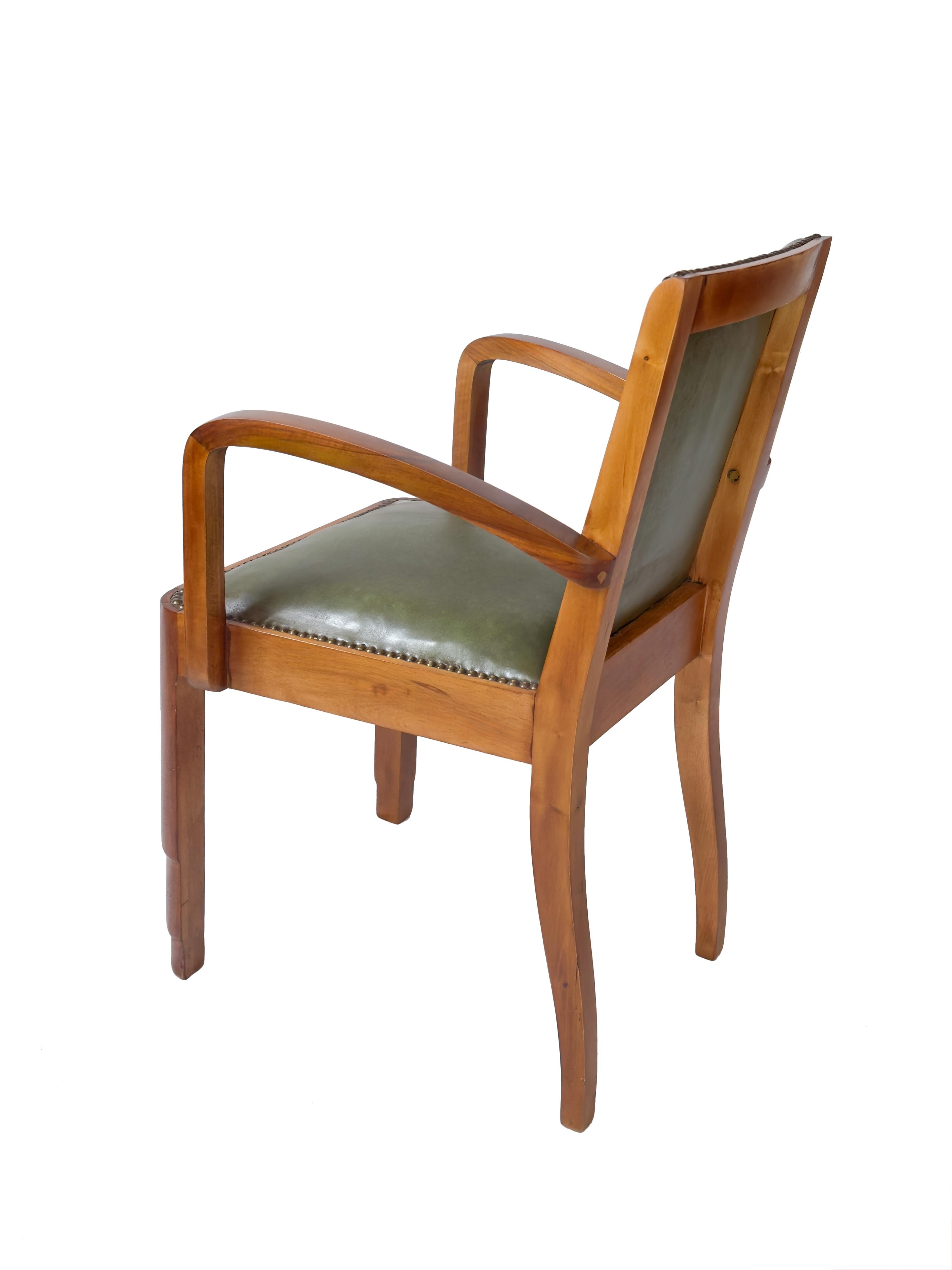 Pareja De Sillones De Cuero Art Decó, (Siglo XX) en venta 4