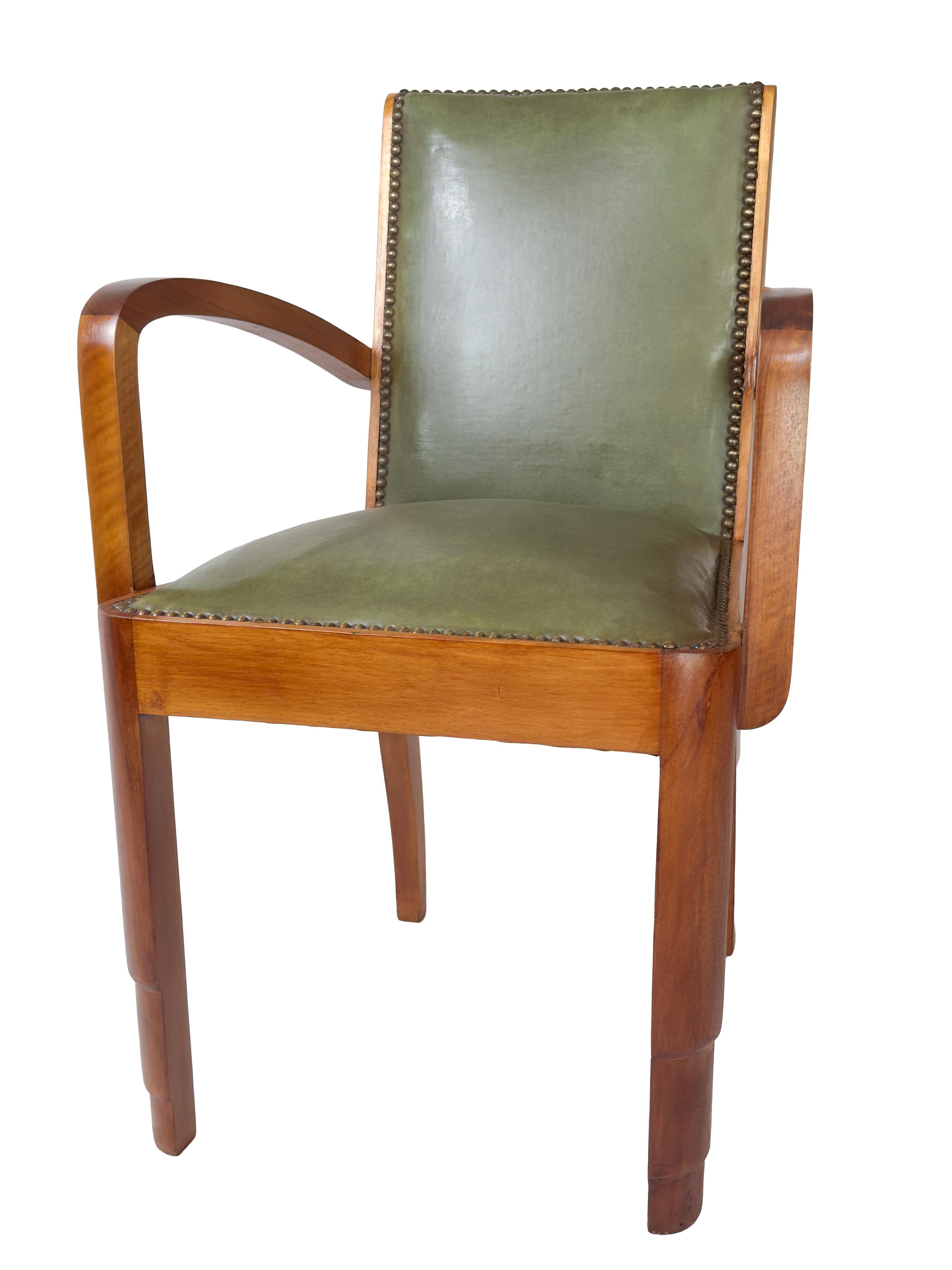 Pareja De Sillones De Cuero Art Decó, (Siglo XX) en venta 5