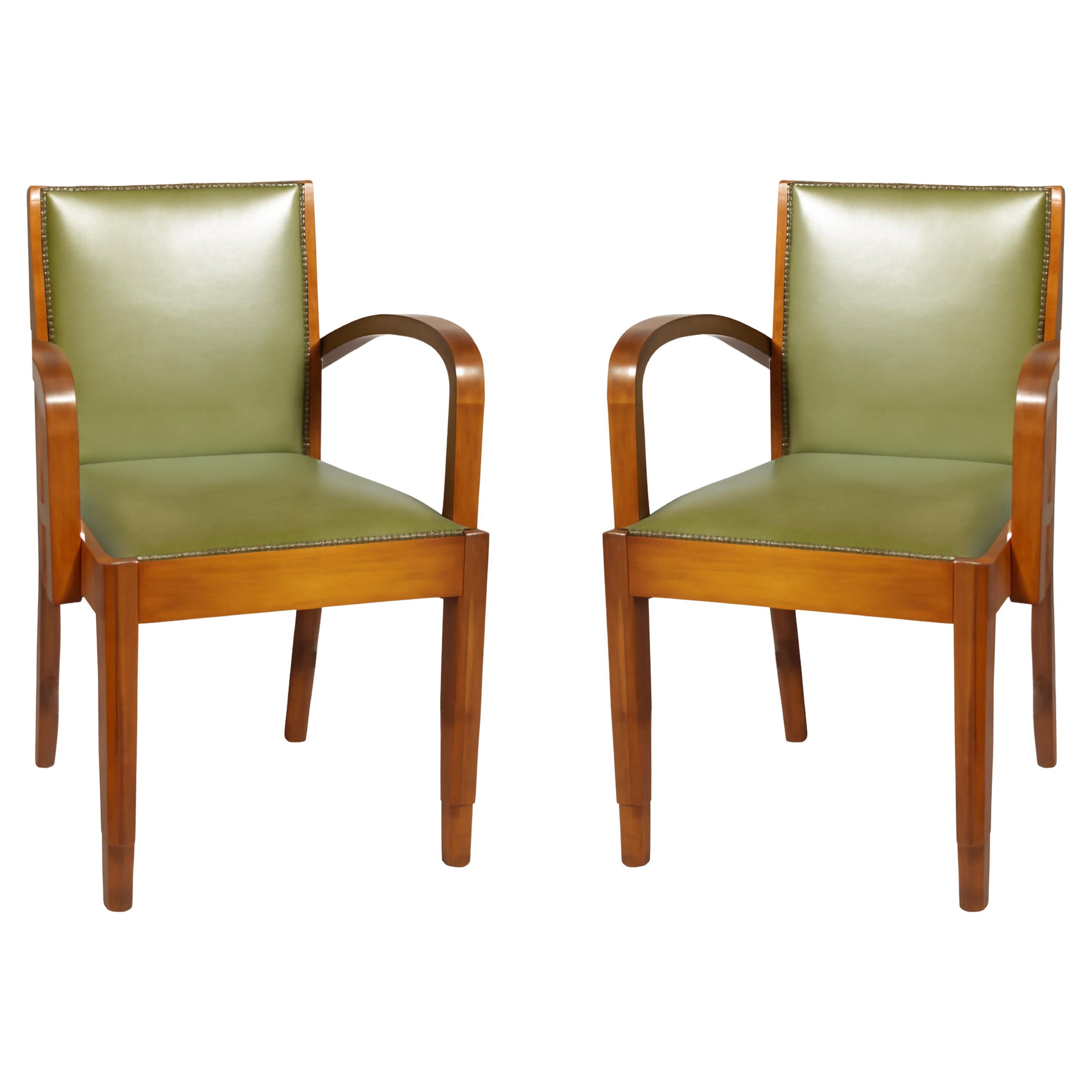 Paire de fauteuils en cuir Art Déco, (20ème siècle) en vente
