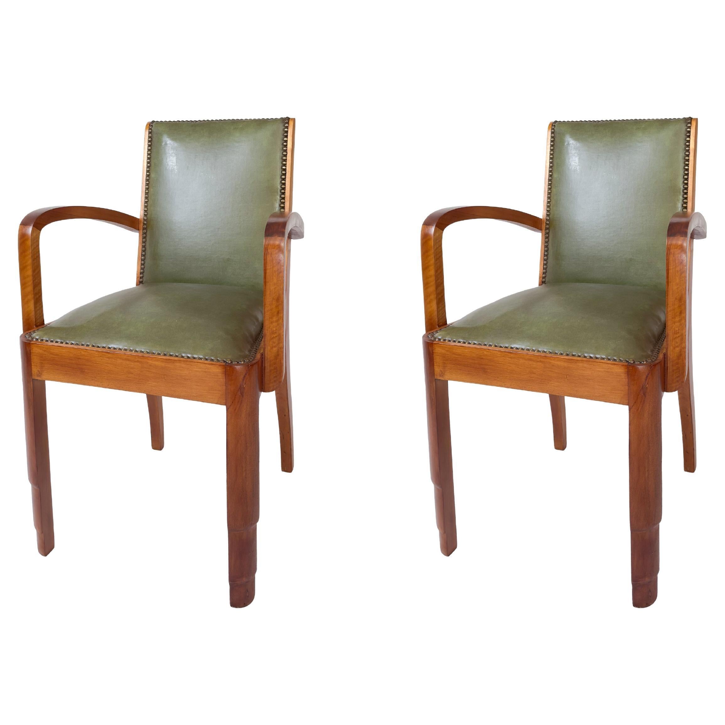 Coppia di poltrone in pelle Art Déco, (XX secolo)