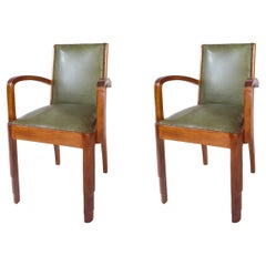 Coppia di poltrone in pelle Art Déco, (XX secolo)