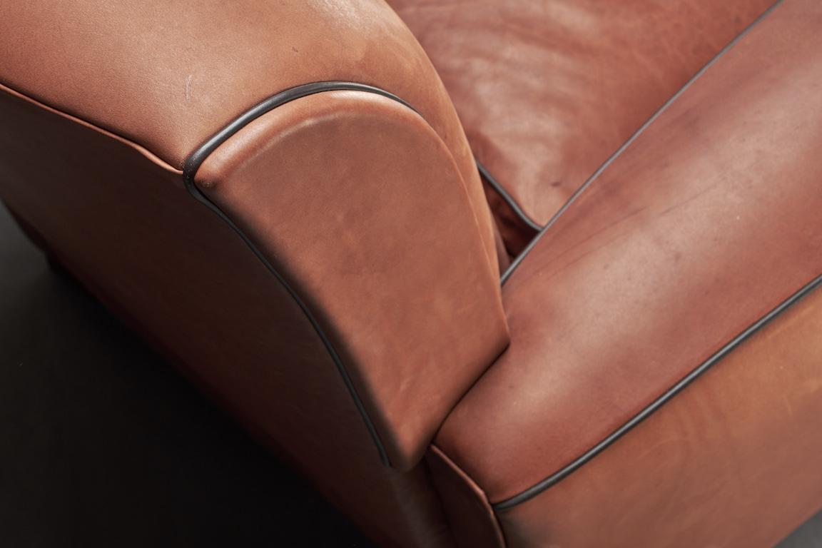 Mid-20th Century Art Deco Leather Armchair from France