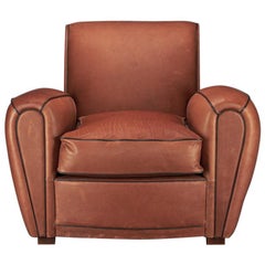 Art Deco Leather Armchair from France