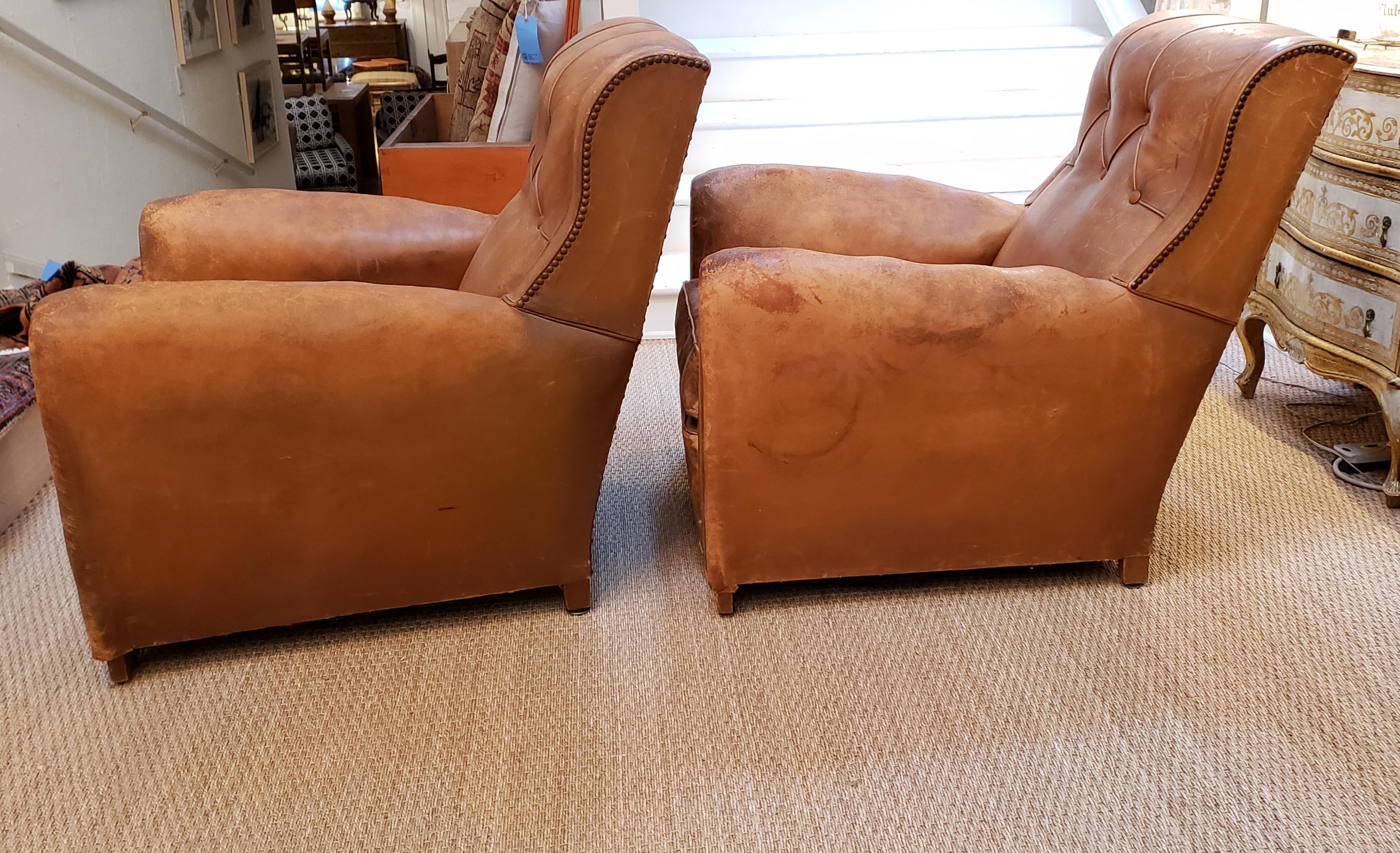 Pair of Art Deco Leather Chairs 1
