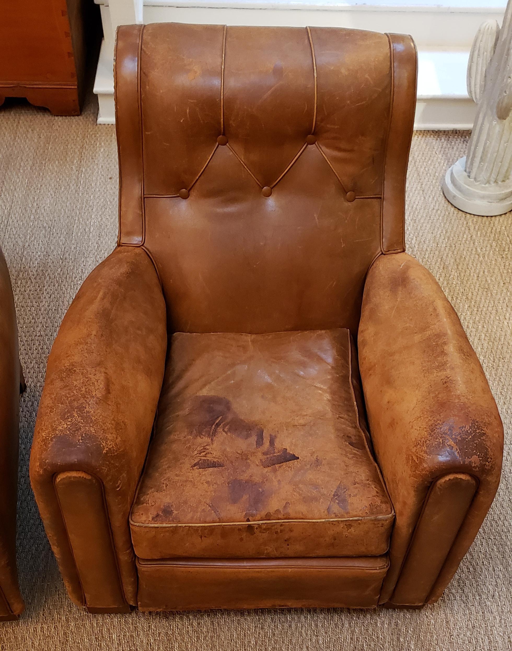 Pair of Art Deco Leather Chairs 2