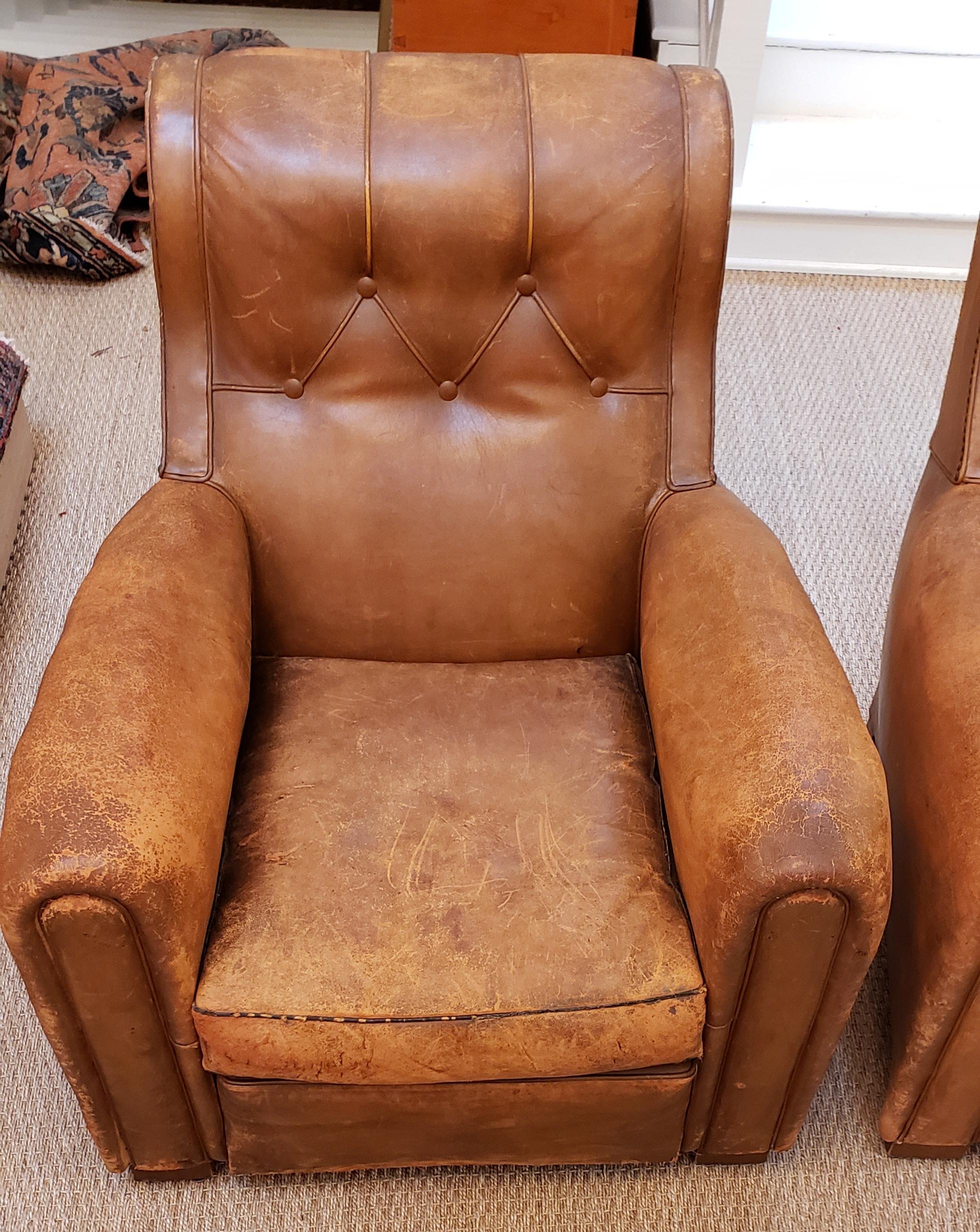 Pair of Art Deco Leather Chairs 3