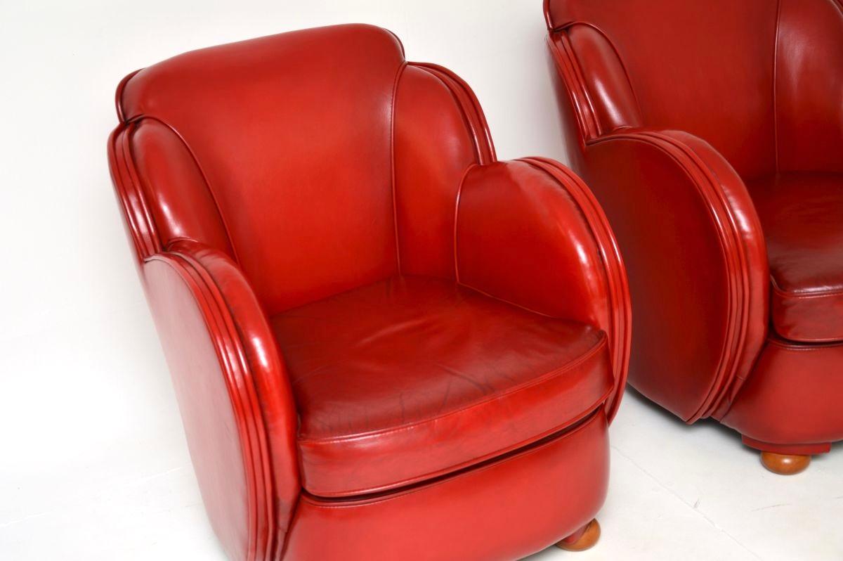 Coppia di poltrone con schienale a nuvola in pelle Art Déco di Epstein in vendita 1