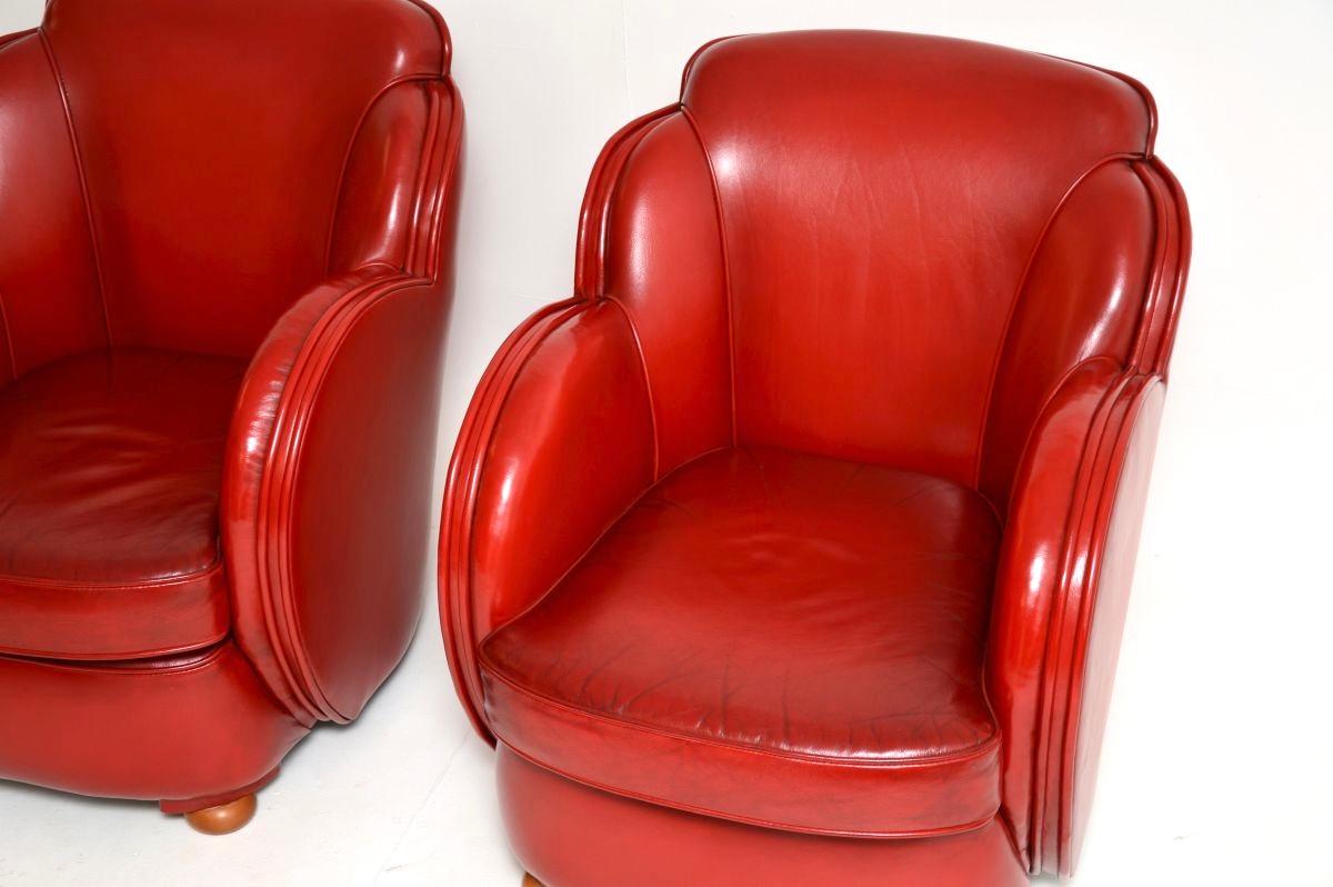 Coppia di poltrone con schienale a nuvola in pelle Art Déco di Epstein in vendita 2