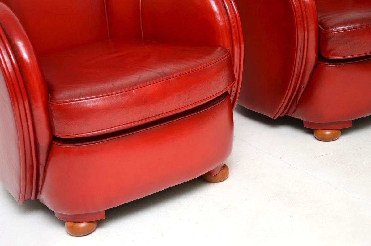 Coppia di poltrone con schienale a nuvola in pelle Art Déco di Epstein in vendita 3