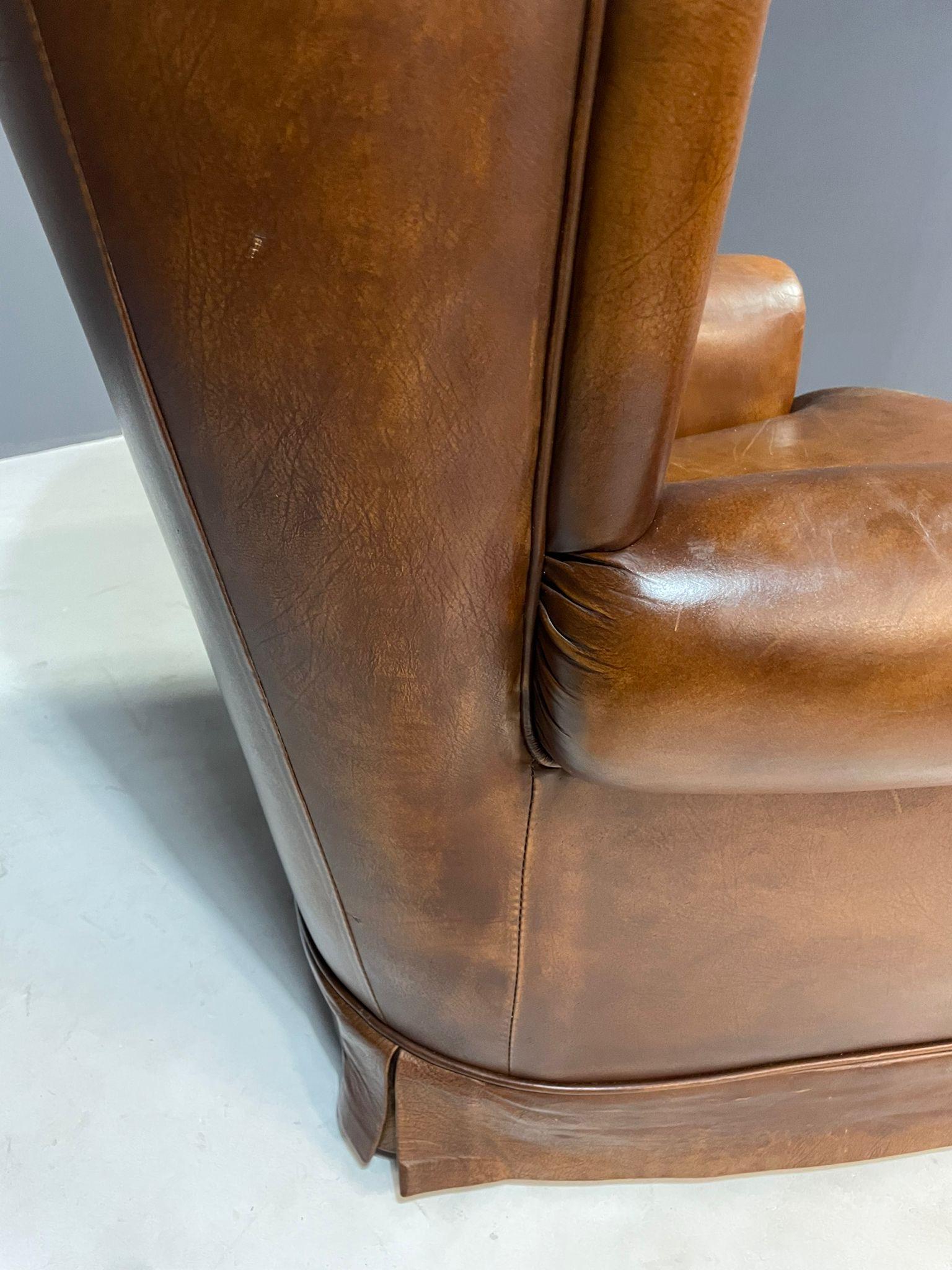Coppia di poltrone da club in pelle Art Déco, Cecoslovacchia, anni '30 in vendita 5