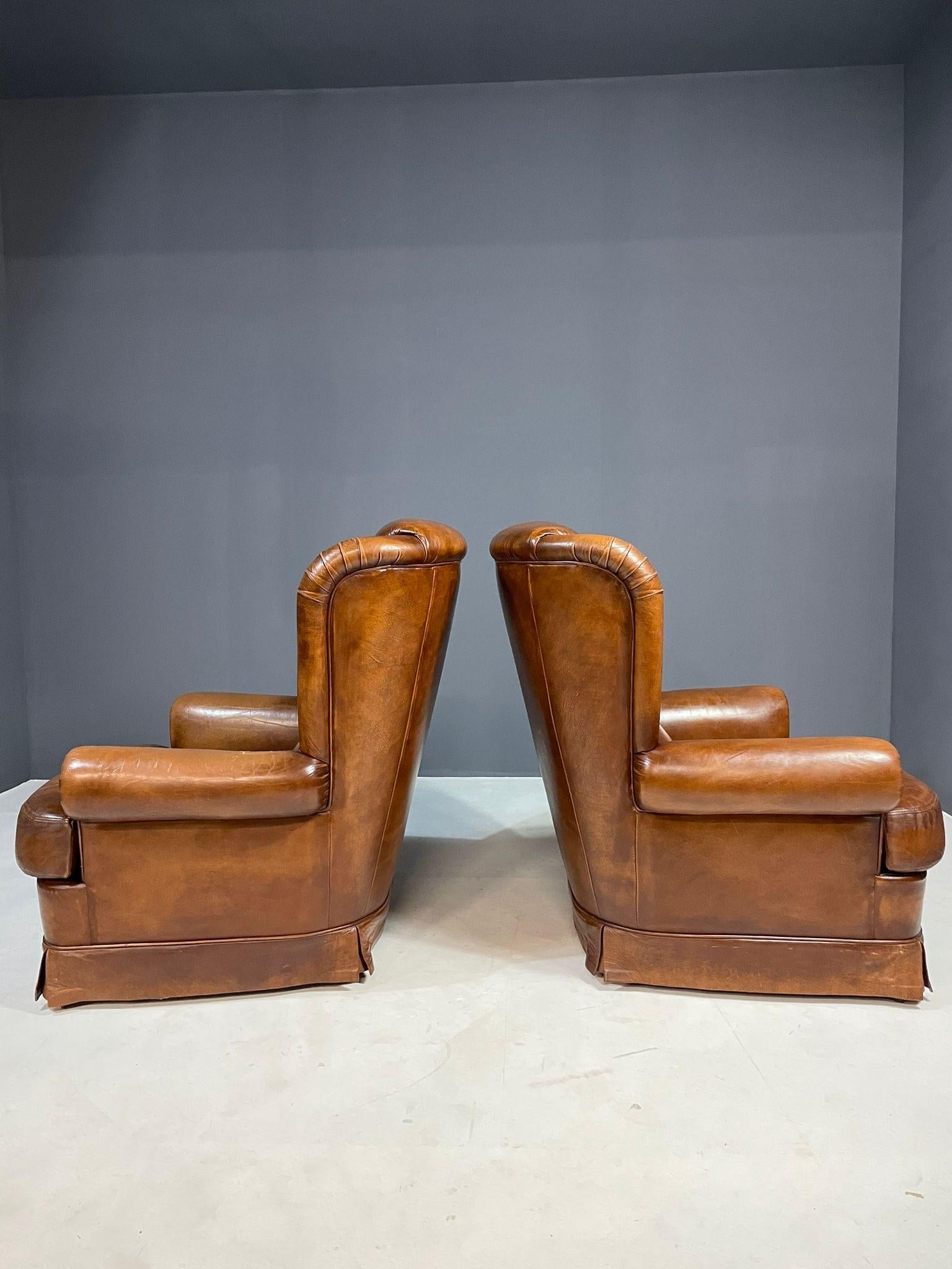 Coppia di poltrone da club in pelle Art Déco, Cecoslovacchia, anni '30 In condizioni buone in vendita a Prague 8, CZ