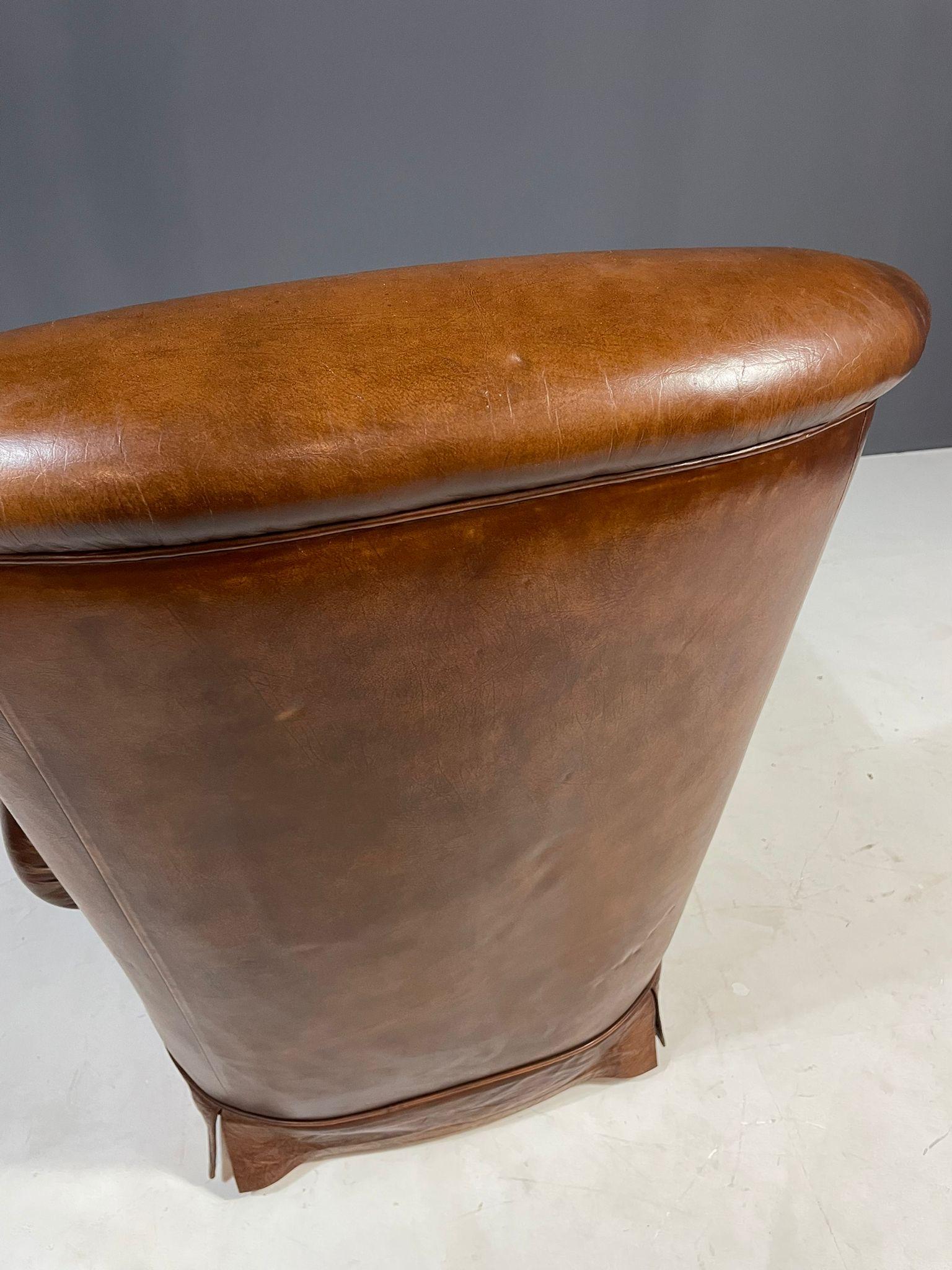 Coppia di poltrone da club in pelle Art Déco, Cecoslovacchia, anni '30 in vendita 1