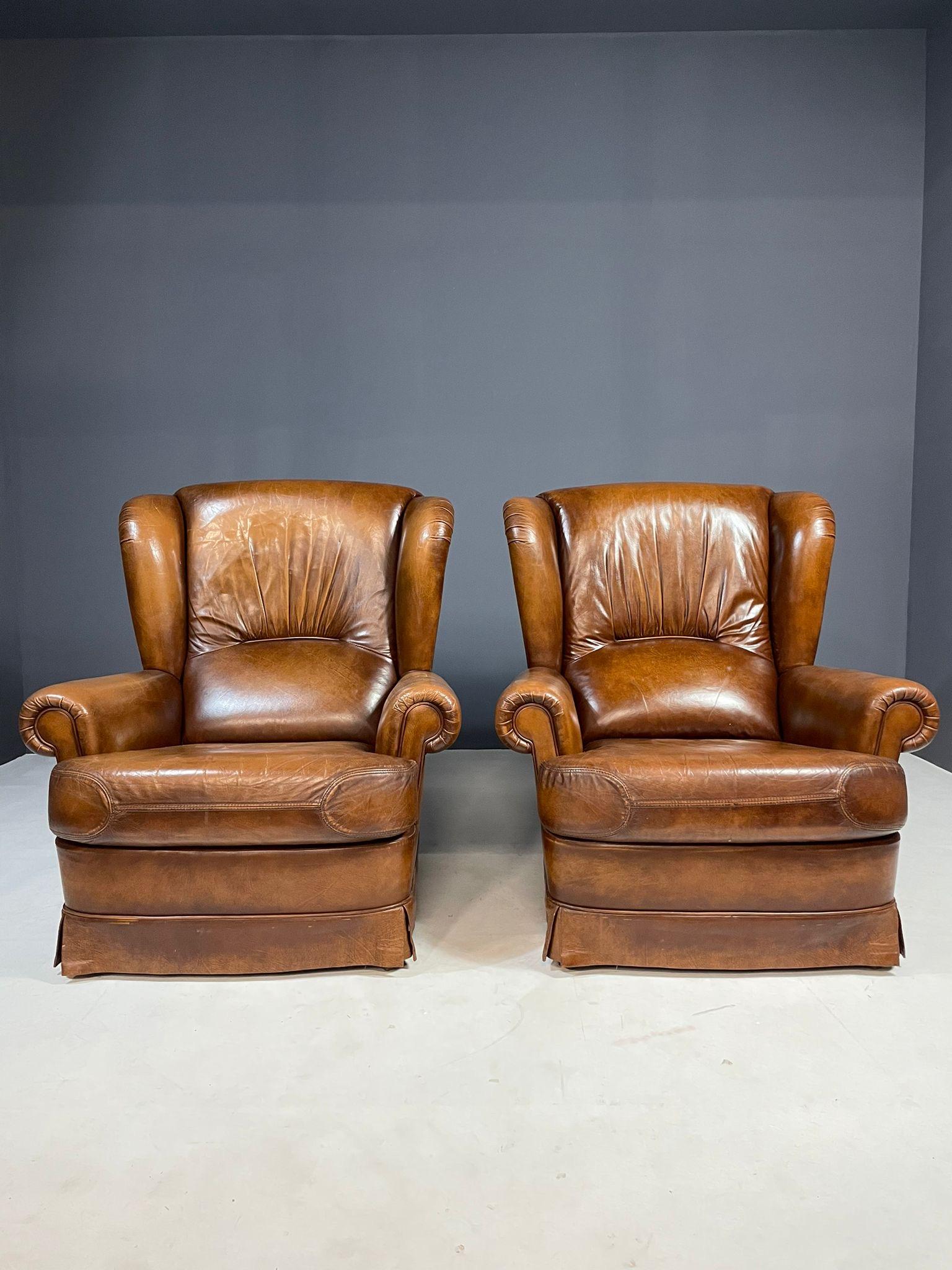 Coppia di poltrone da club in pelle Art Déco, Cecoslovacchia, anni '30 in vendita 4
